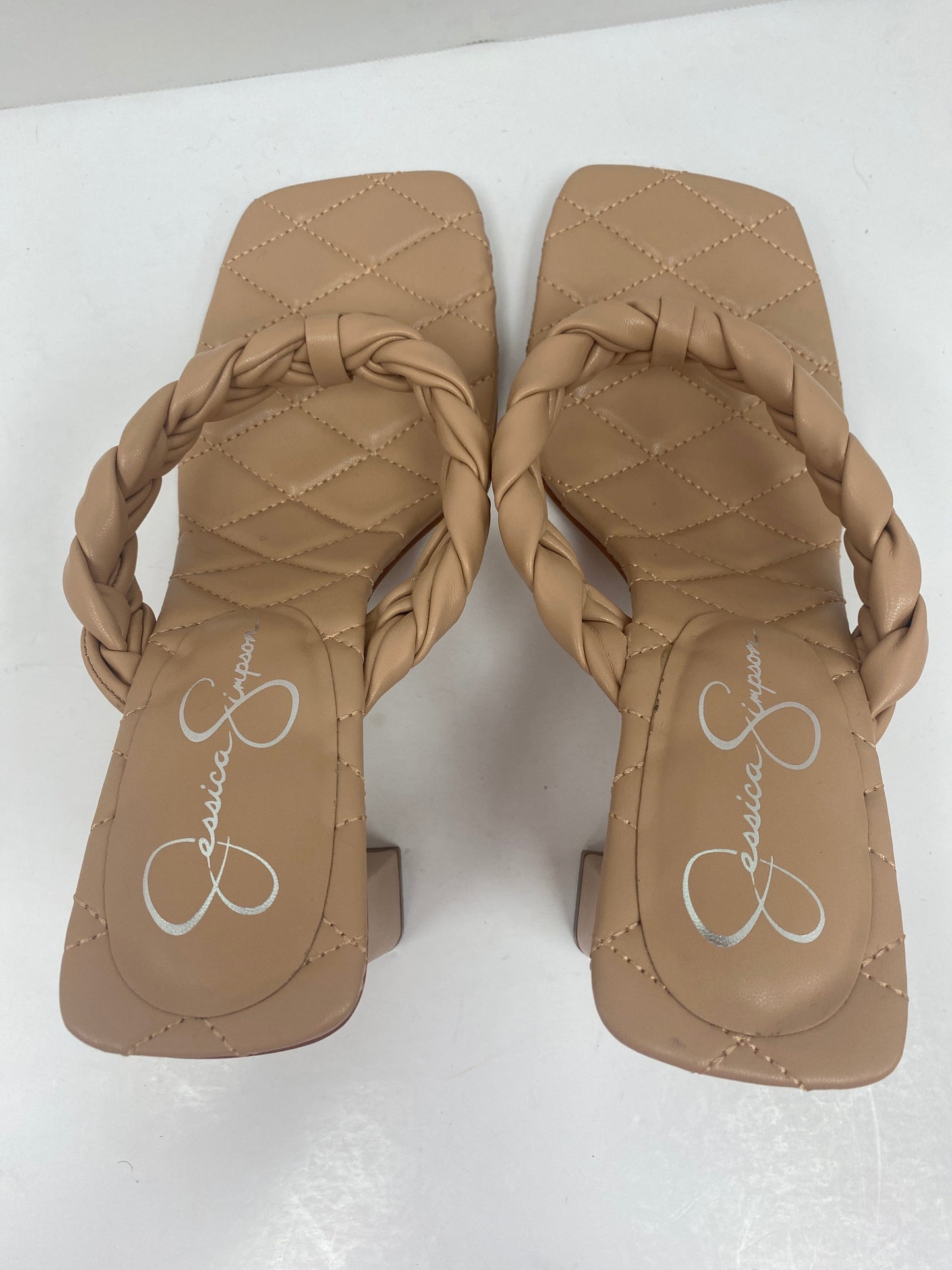 Tan Sandals Heels Block Jessica Simpson, Size 9