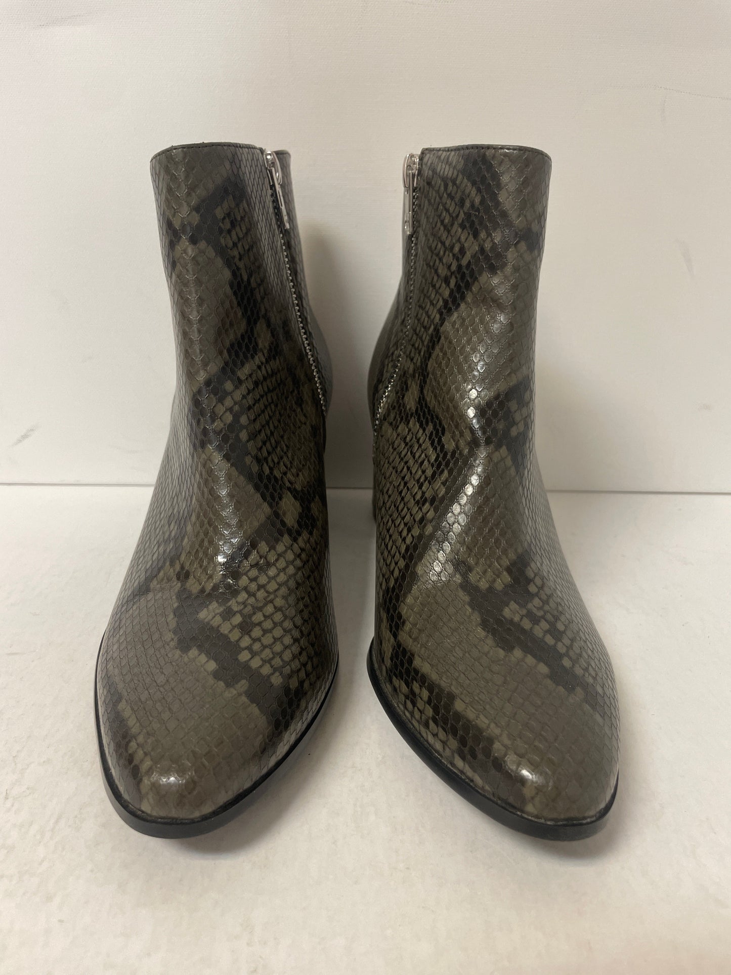 Boots Ankle Heels By Calvin Klein In Snakeskin Print, Size: 8.5