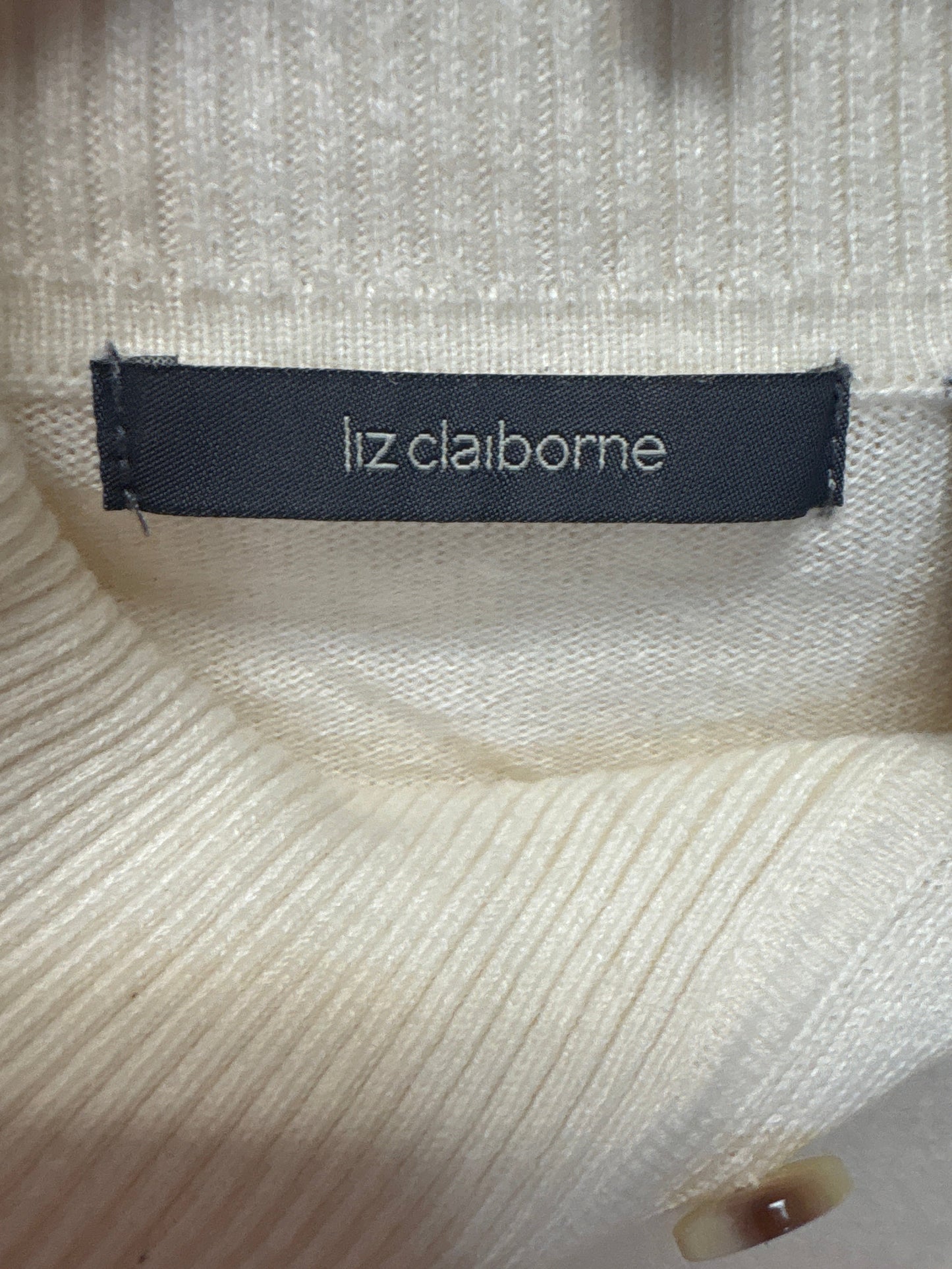 Top Long Sleeve By Liz Claiborne In Cream, Size: L