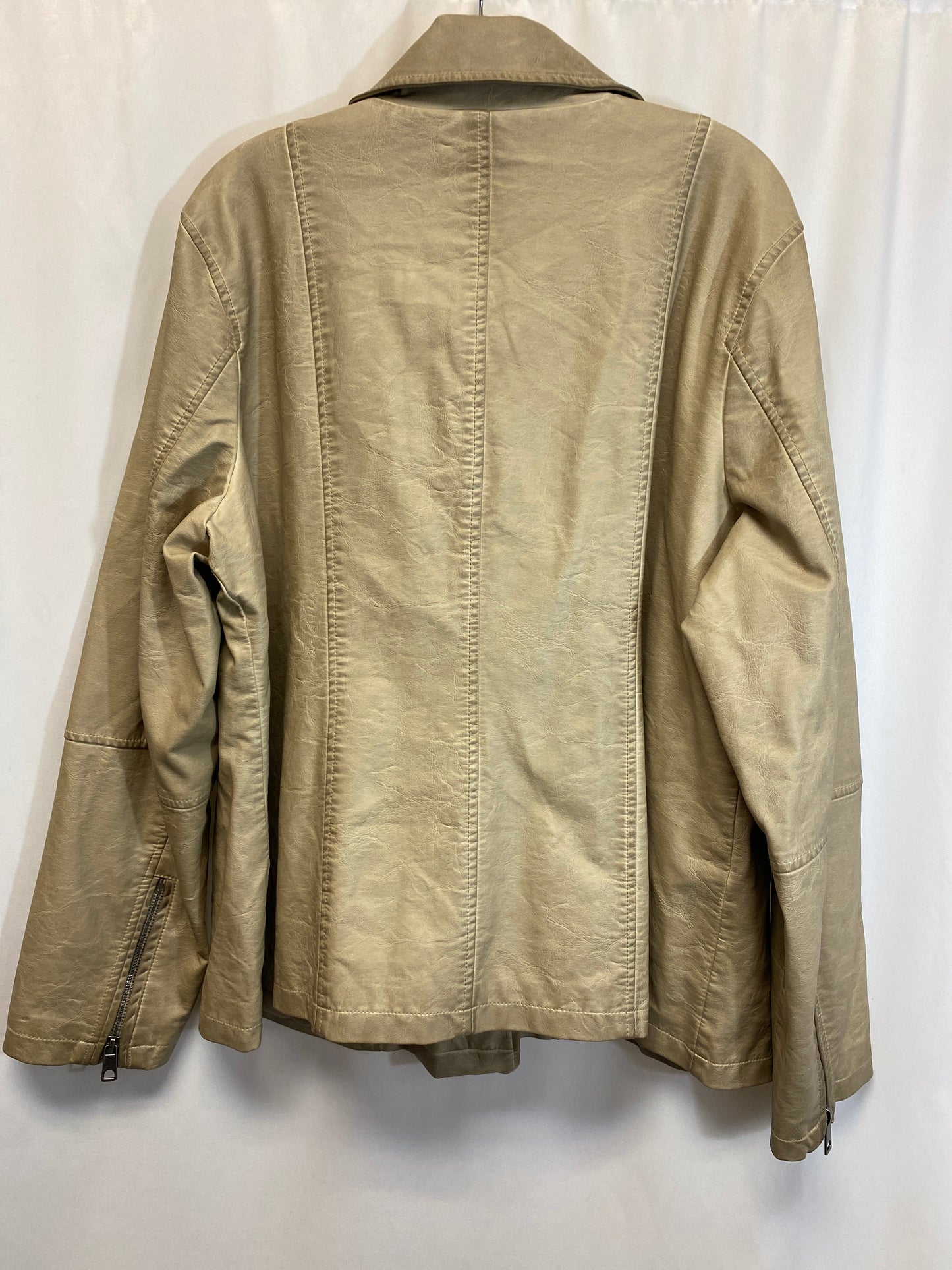 Jacket Moto By Style And Company In Beige, Size: 2x