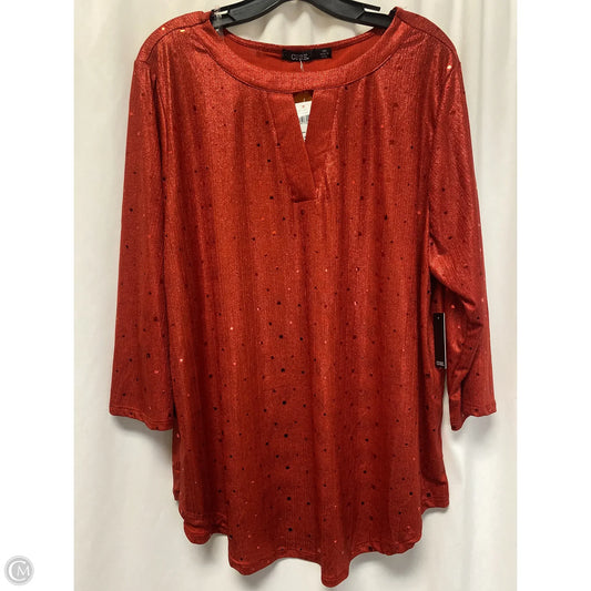 Top 3/4 Sleeve By Clothes Mentor In Red, Size: 3x