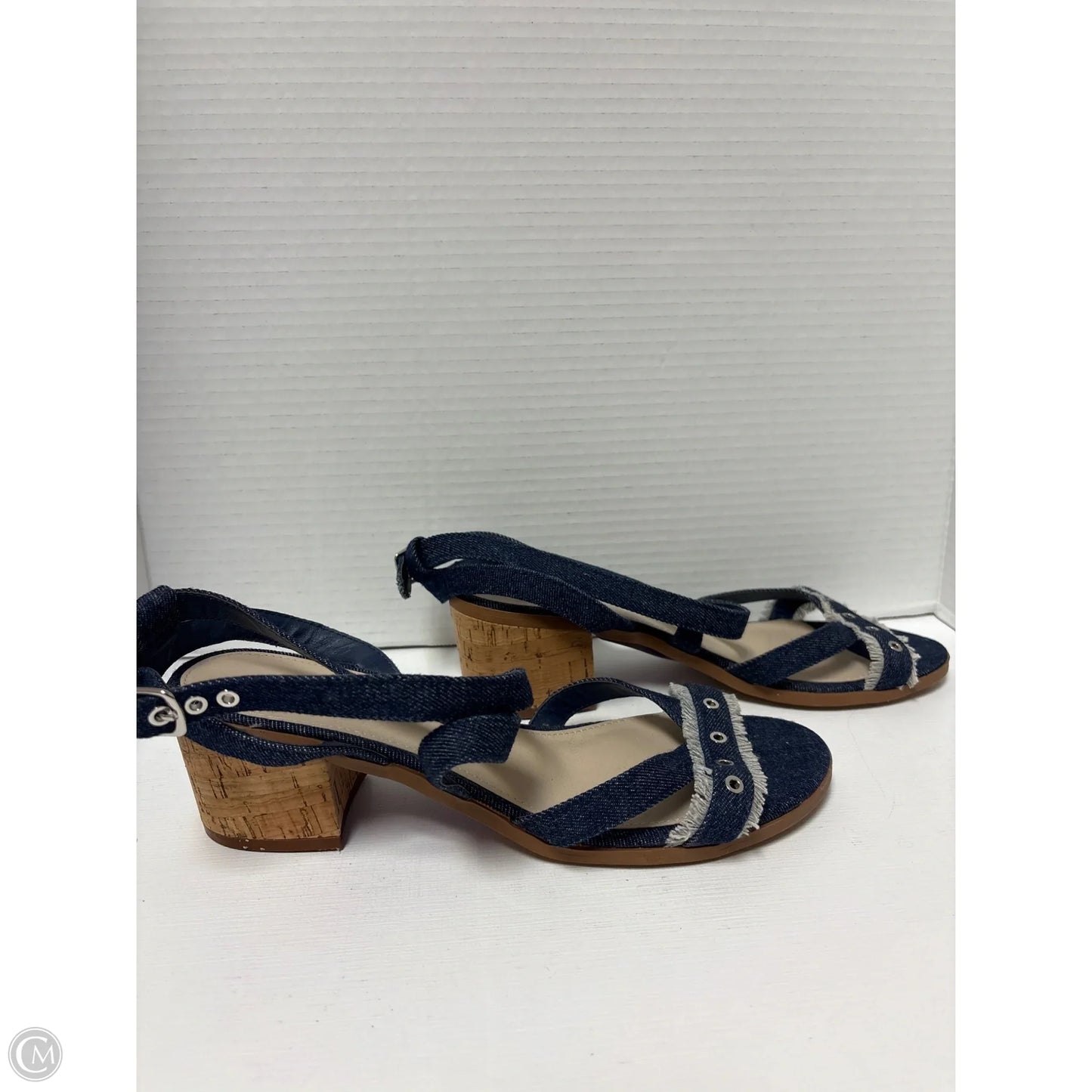 Sandals Heels Block By Cato In Blue Denim, Size: 9