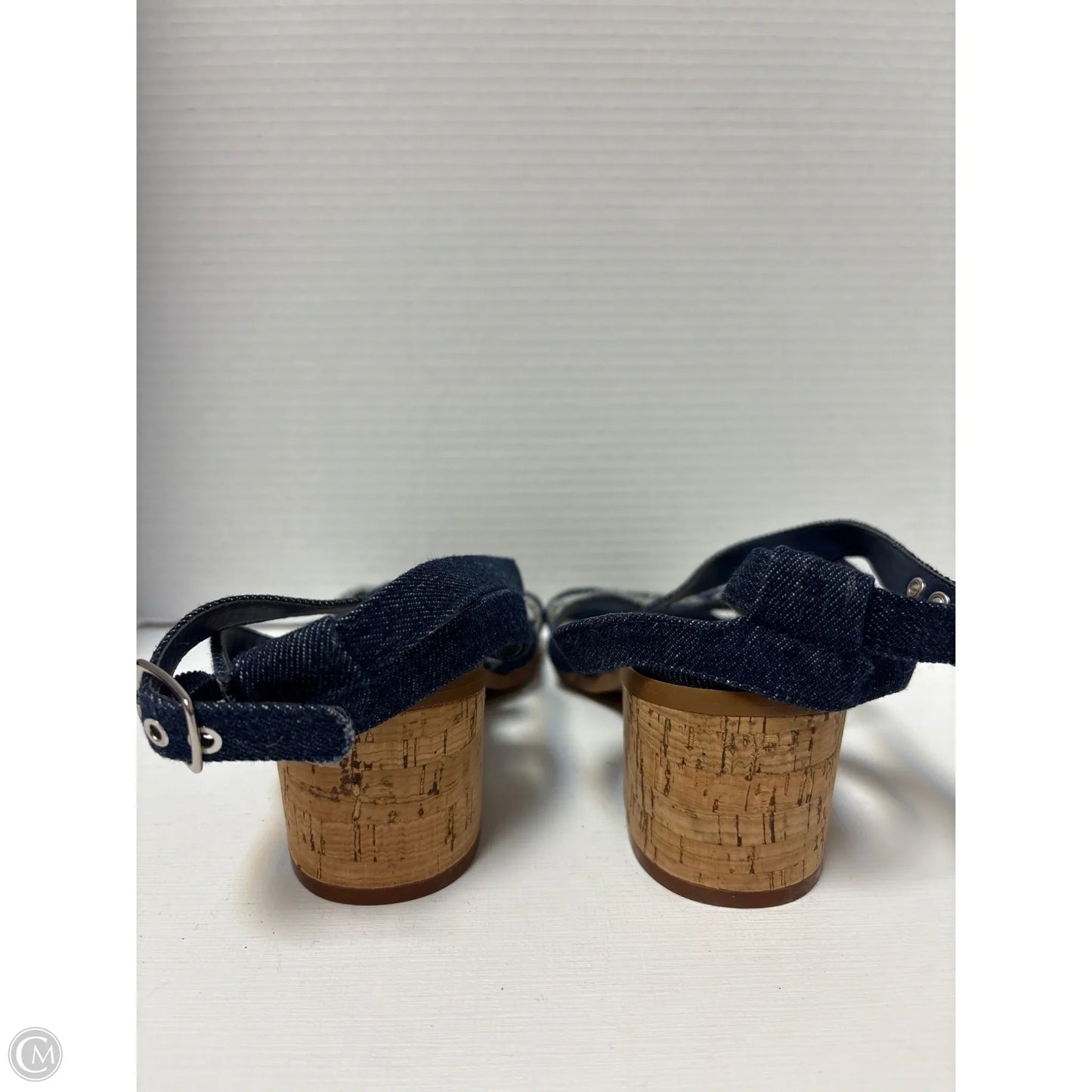 Sandals Heels Block By Cato In Blue Denim, Size: 9