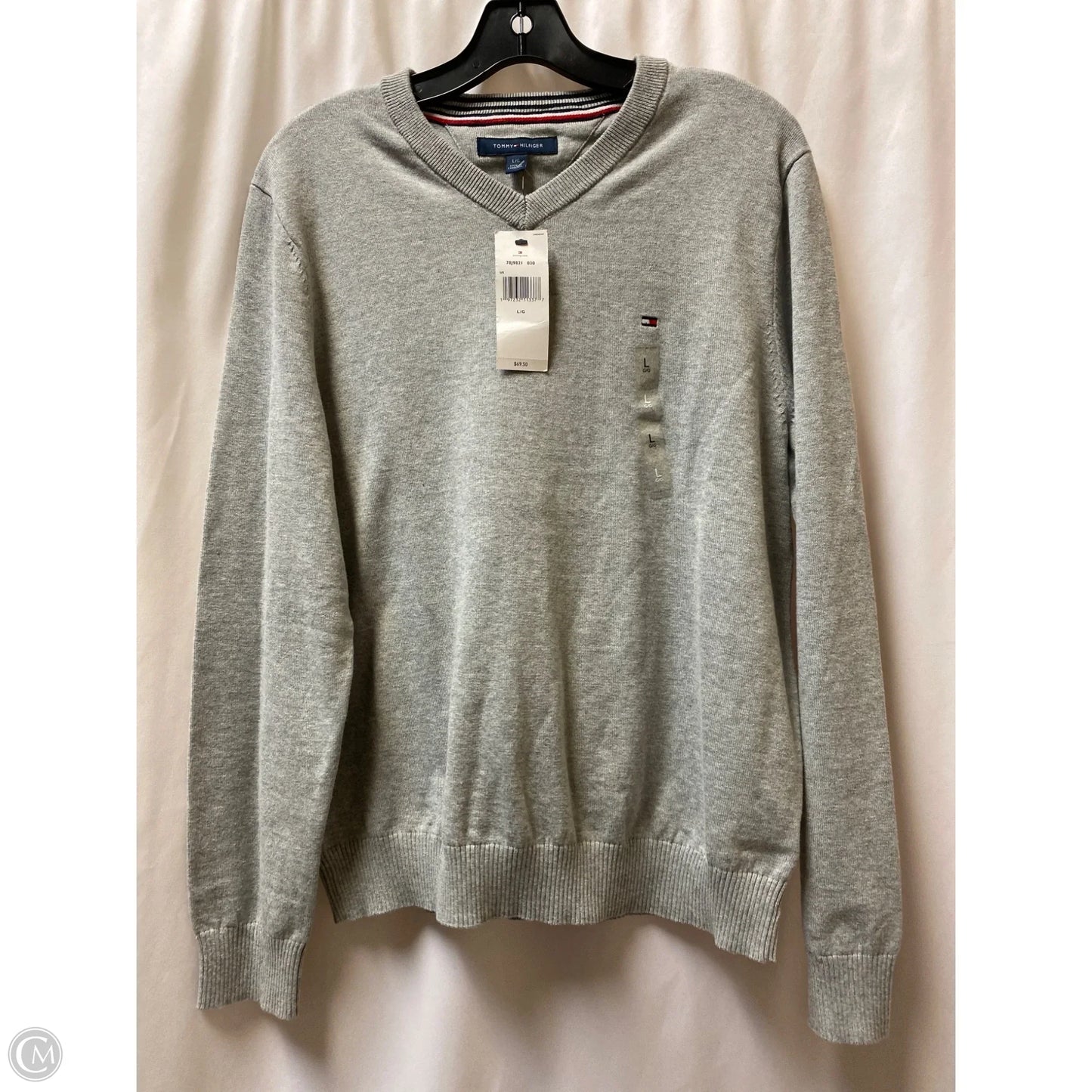 Sweater By Tommy Hilfiger In Grey, Size: L