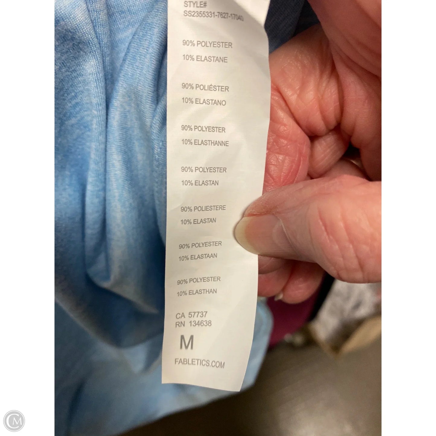 Athletic Top Short Sleeve By Fabletics In Blue, Size: M