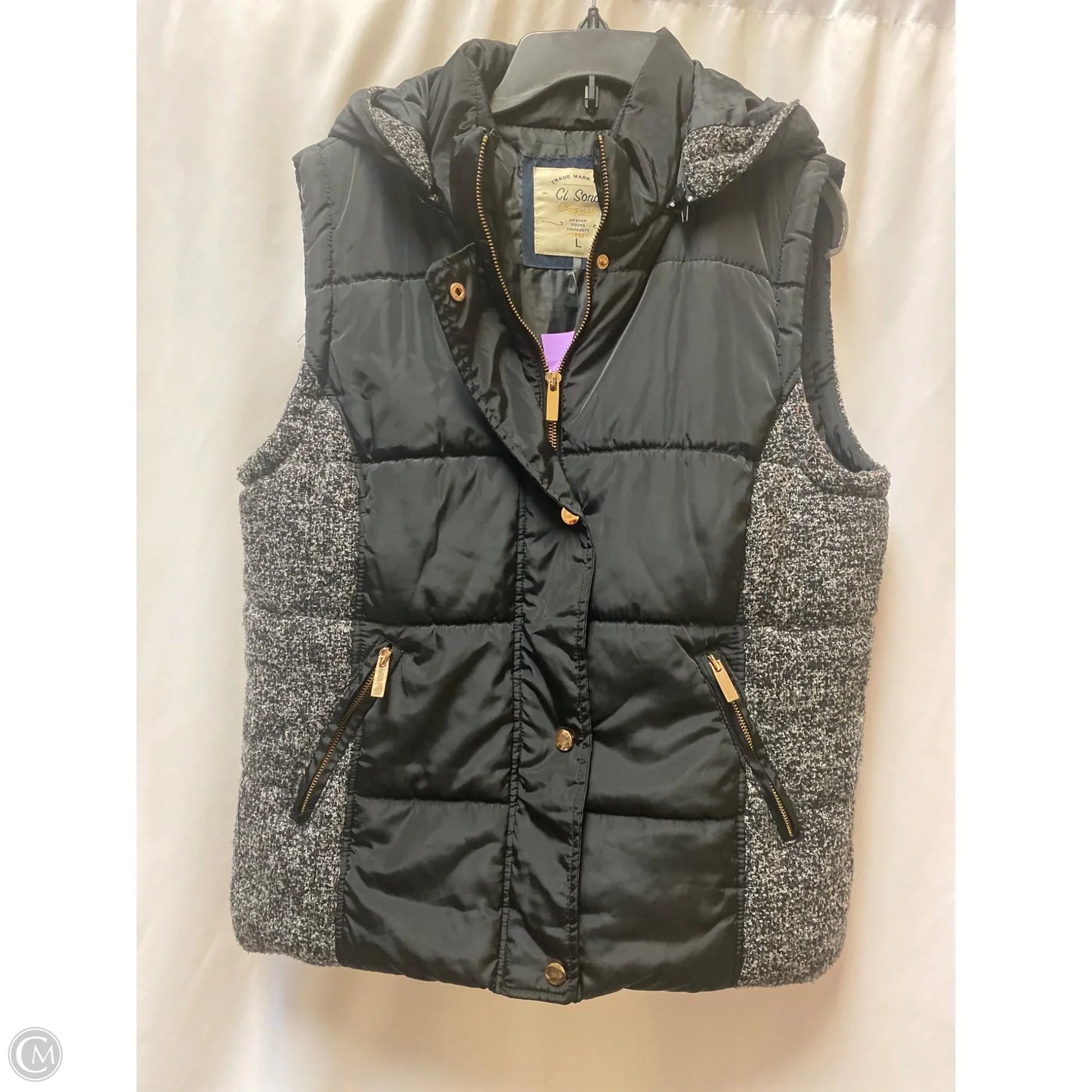 Vest Puffer & Quilted By Ci Sono In Black, Size: L