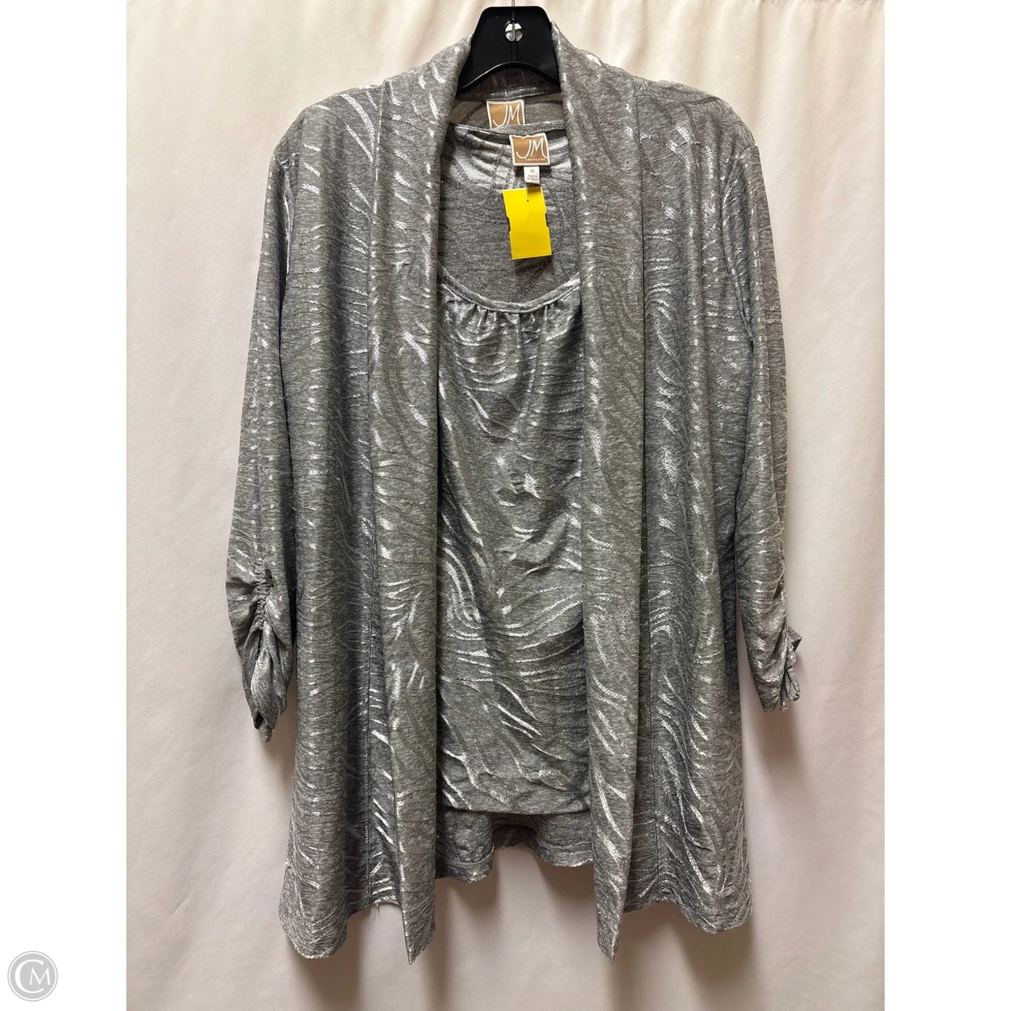 Cardigan By Jm Collections In Grey, Size: M