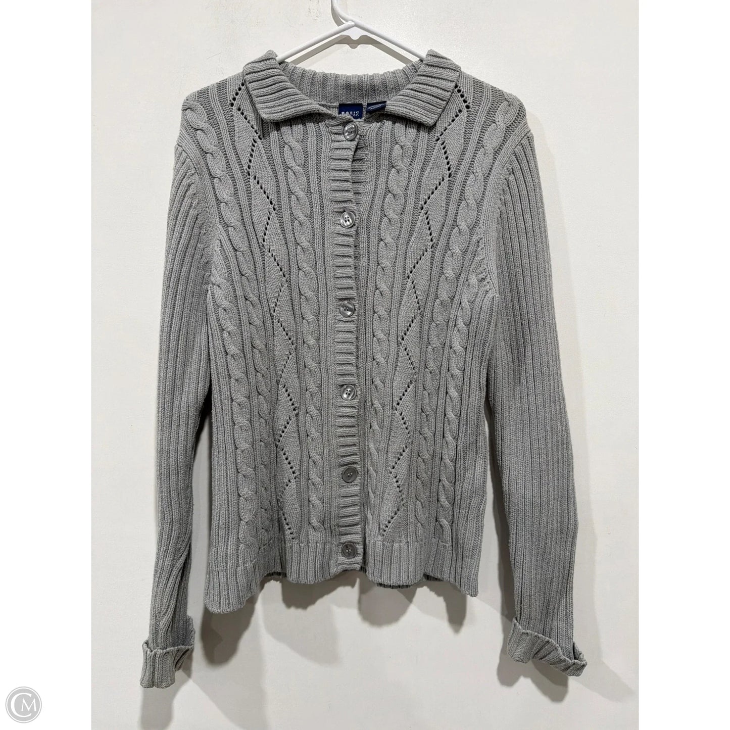 Sweater Cardigan By Basic Editions In Grey, Size: S