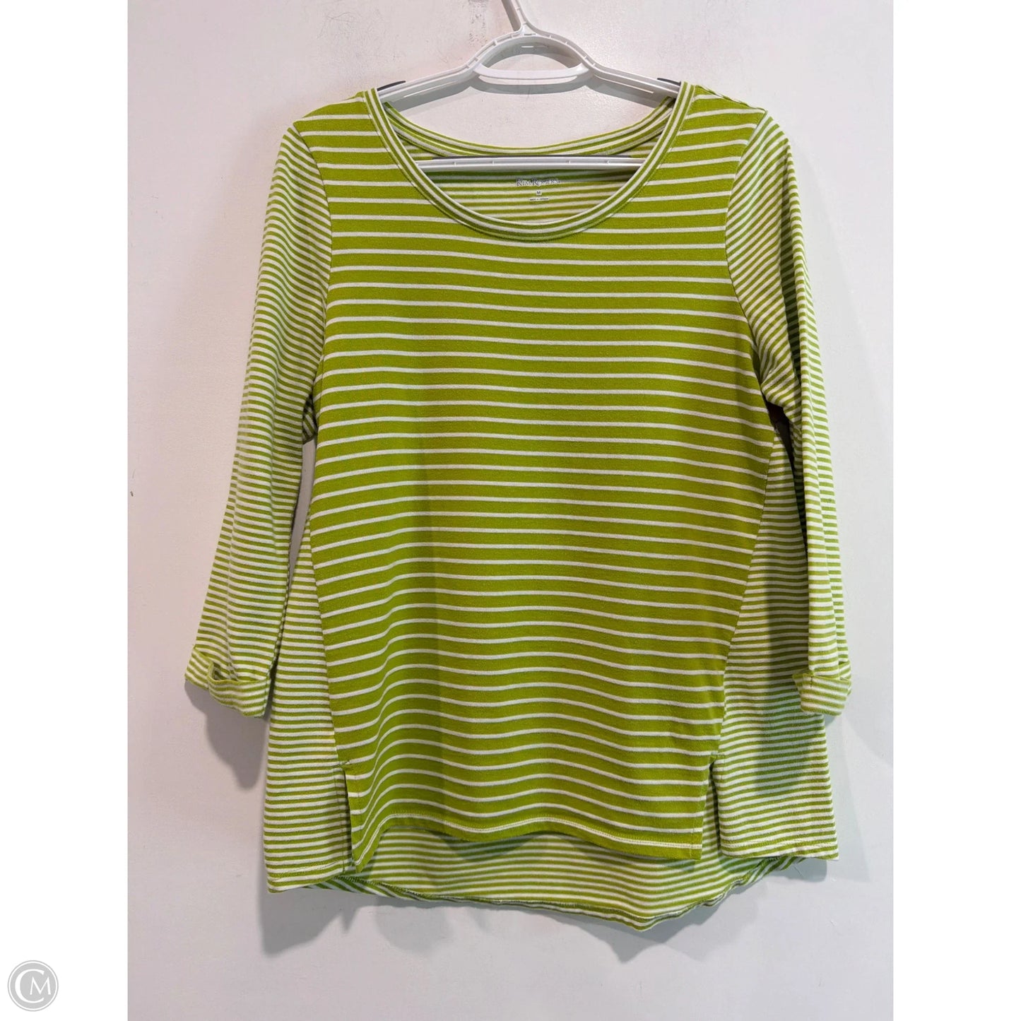 Top Long Sleeve By Kim Rogers In Green, Size: M