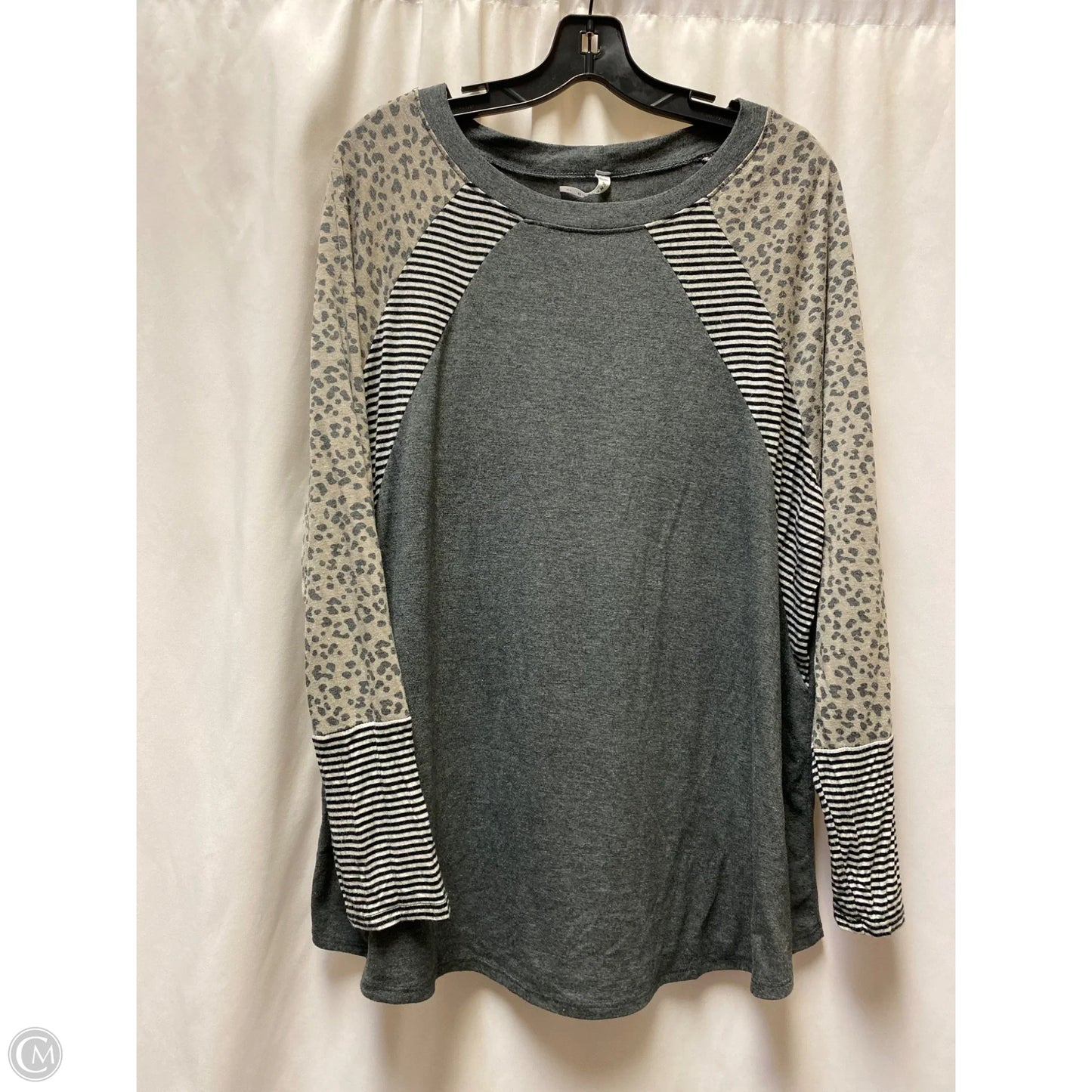 Top Long Sleeve By Emerald In Grey, Size: 3x