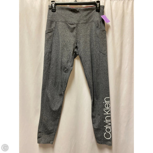 Athletic Leggings By Calvin Klein In Grey, Size: M