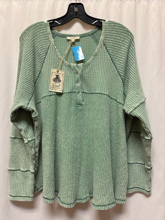 Top Long Sleeve By Easel In Green, Size: L