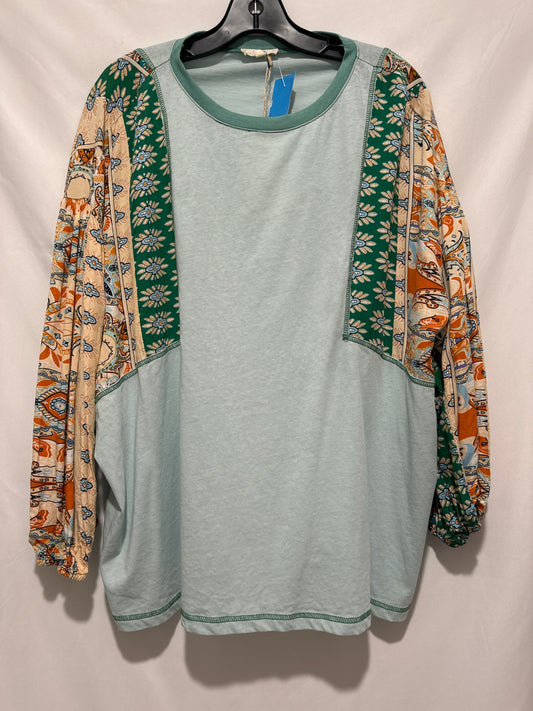 Top Long Sleeve By Easel In Green, Size: L