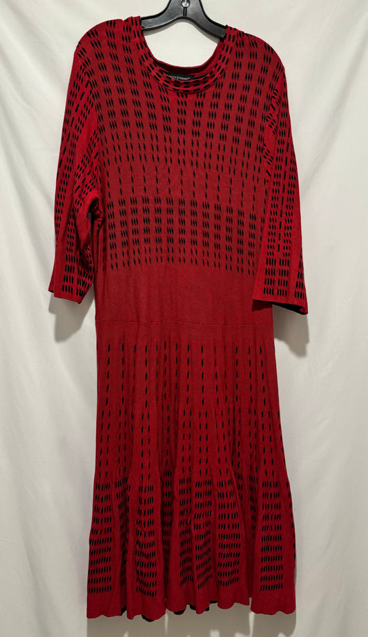 Dress Casual Midi By Ashley Stewart In Red, Size: 1x