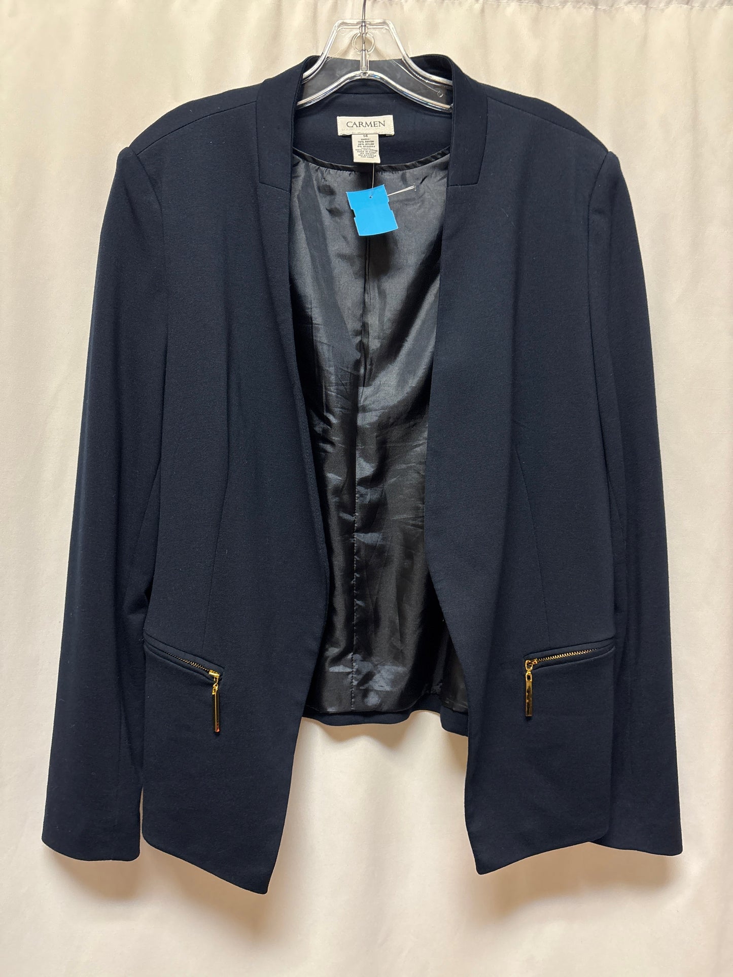 Blazer By Carmen Marc Valvo In Blue, Size: L