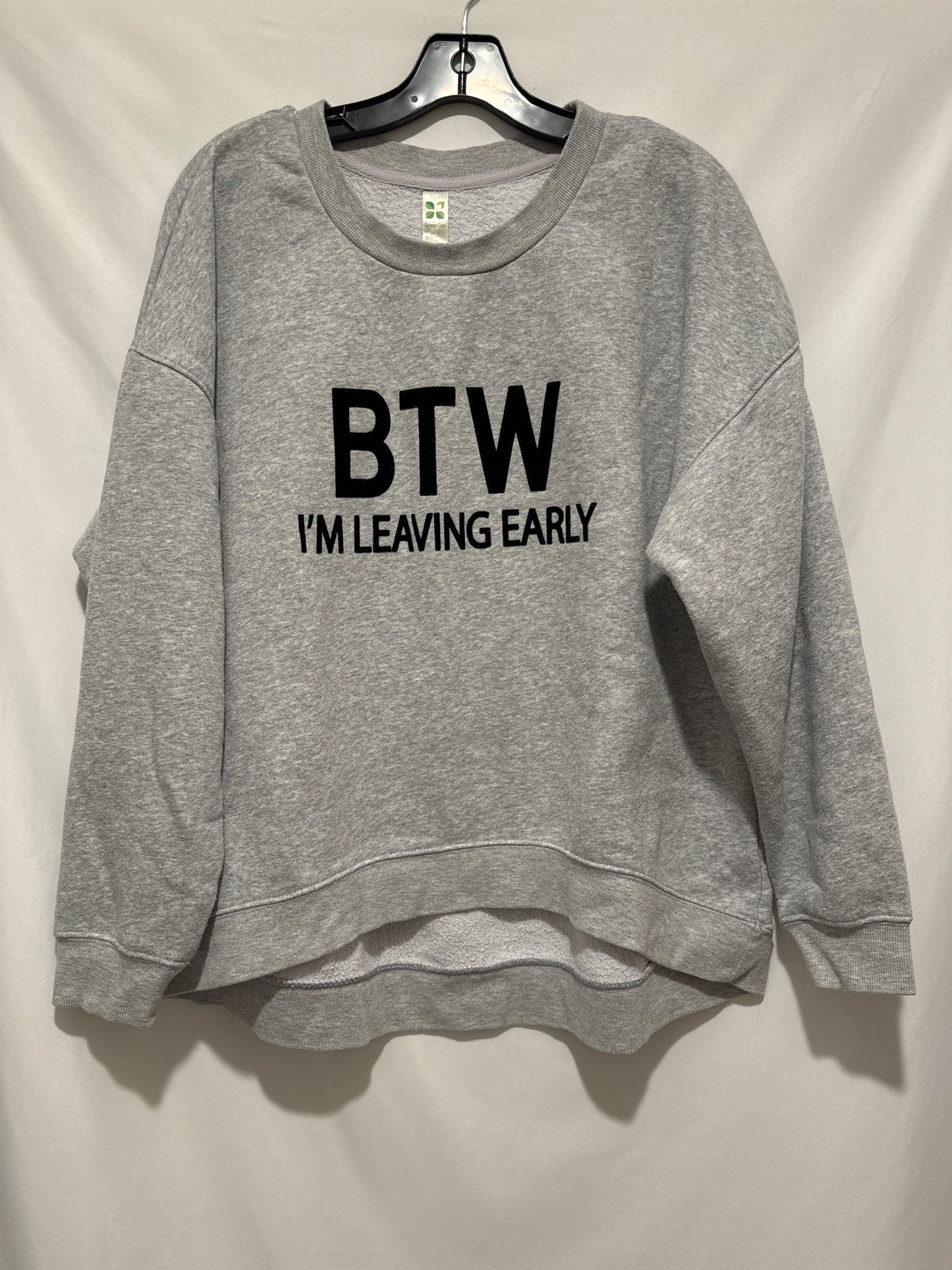 Top Long Sleeve By Green Tea In Grey, Size: Xl