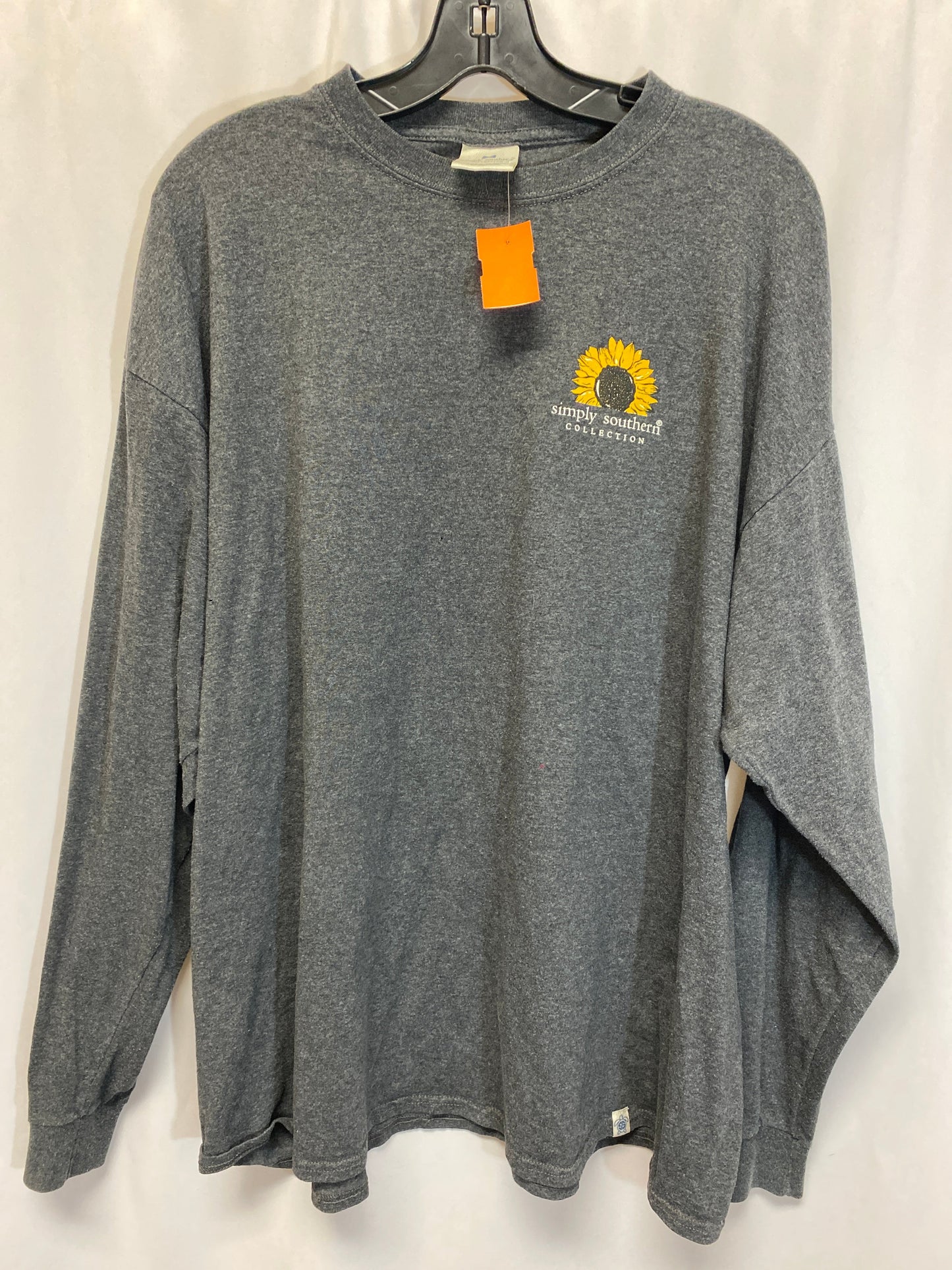 Top Long Sleeve By Simply Southern In Grey, Size: Xxl