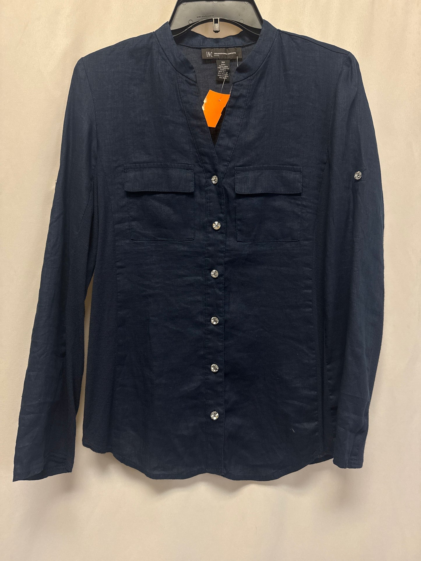 Top Long Sleeve By Inc In Blue, Size: Mp