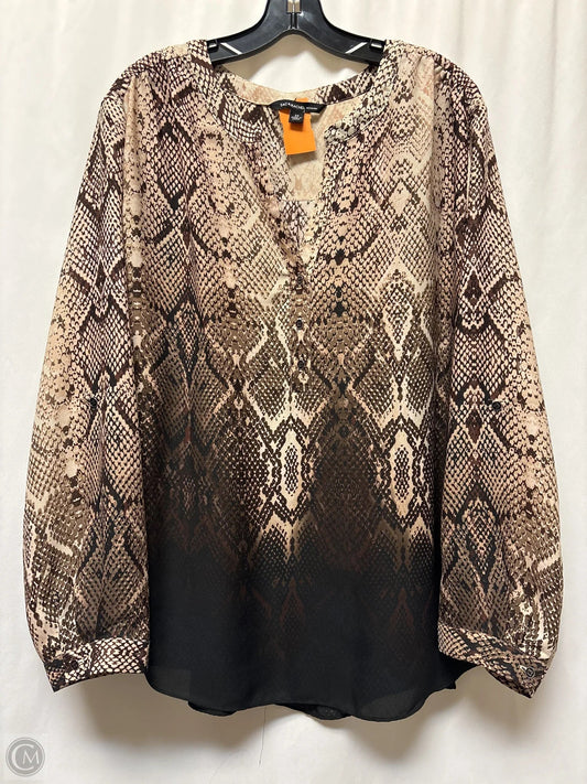 Top Long Sleeve By Zac And Rachel In Snakeskin Print, Size: 3x