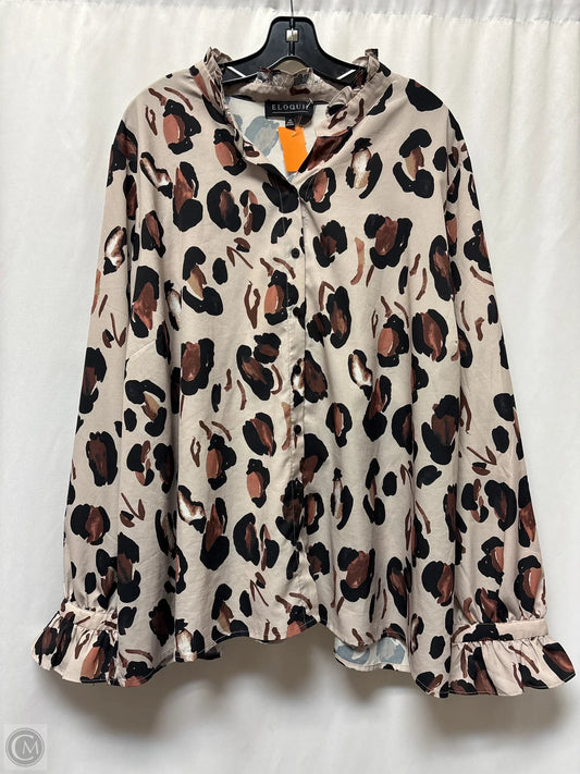 Top Long Sleeve By Eloquii In Animal Print, Size: 4x