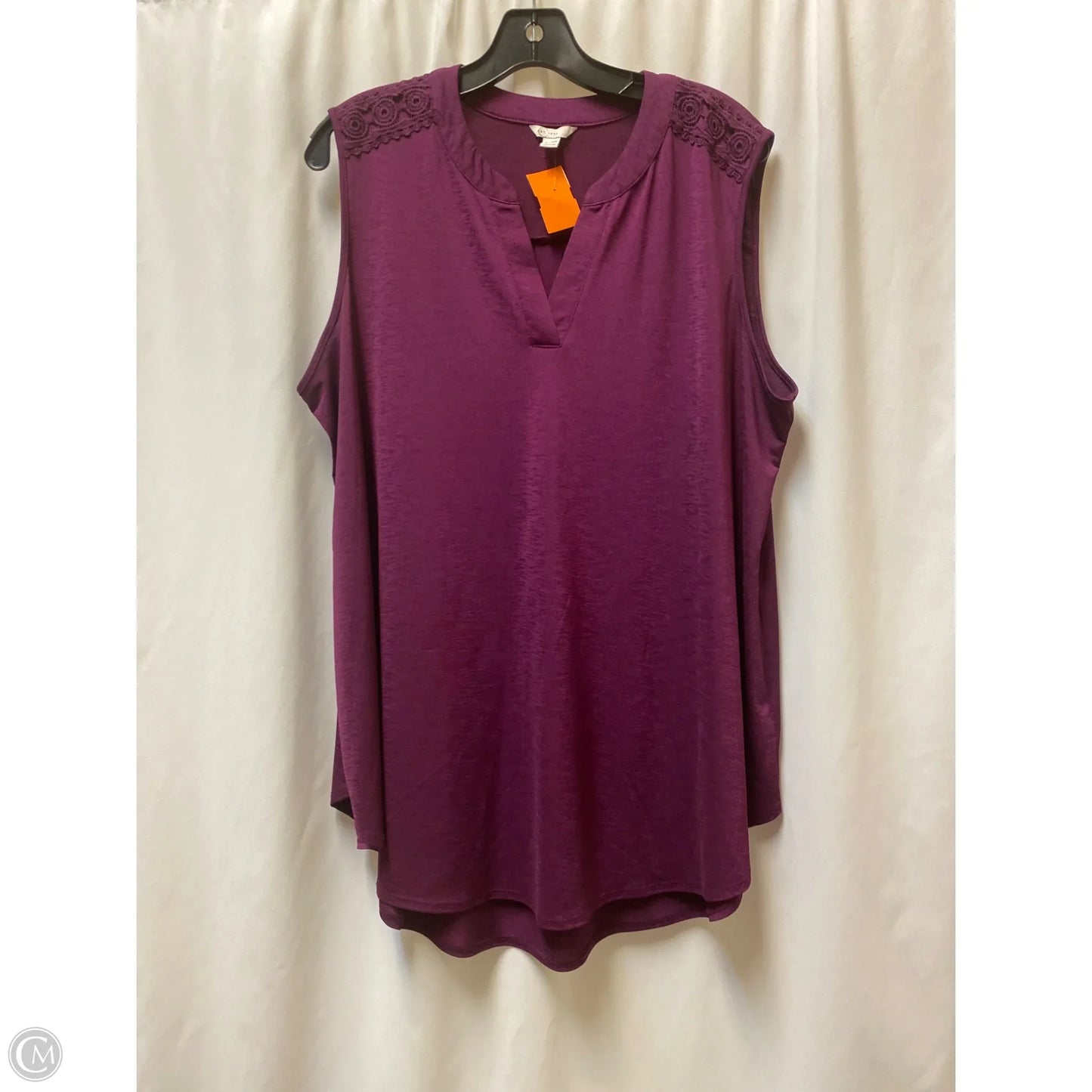 Top Sleeveless By Cato In Purple, Size: 1x