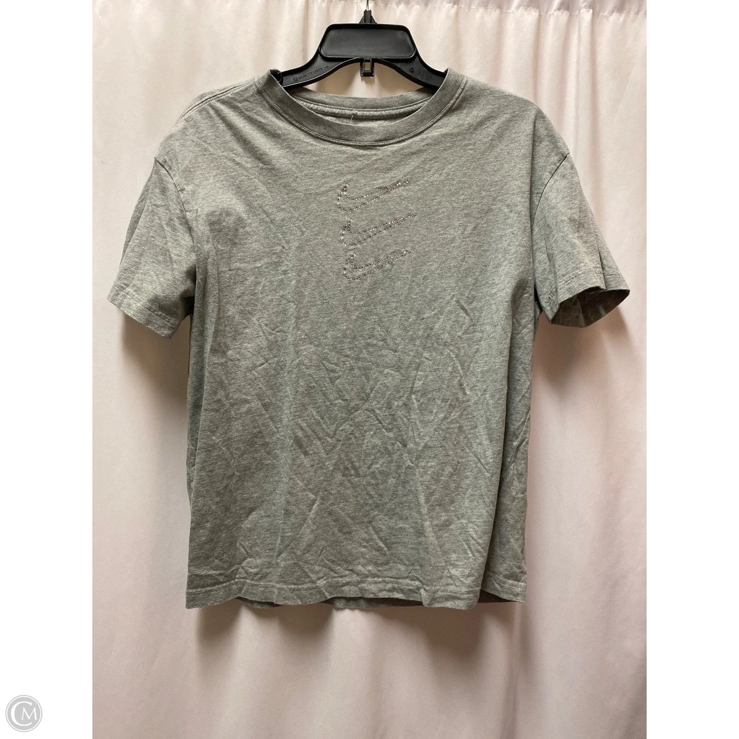 Athletic Top Short Sleeve By Nike In Grey, Size: S