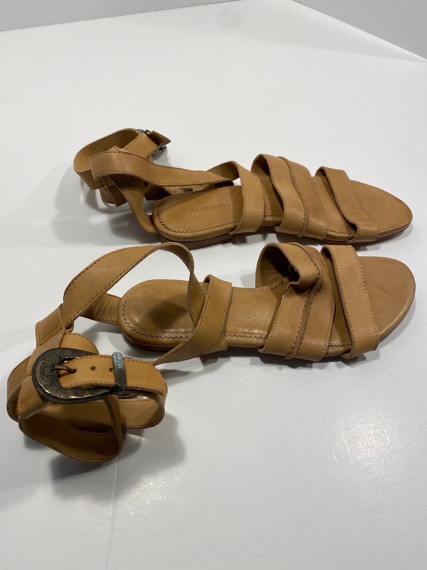 Brown Sandals Flats All Saints, Size 7.5