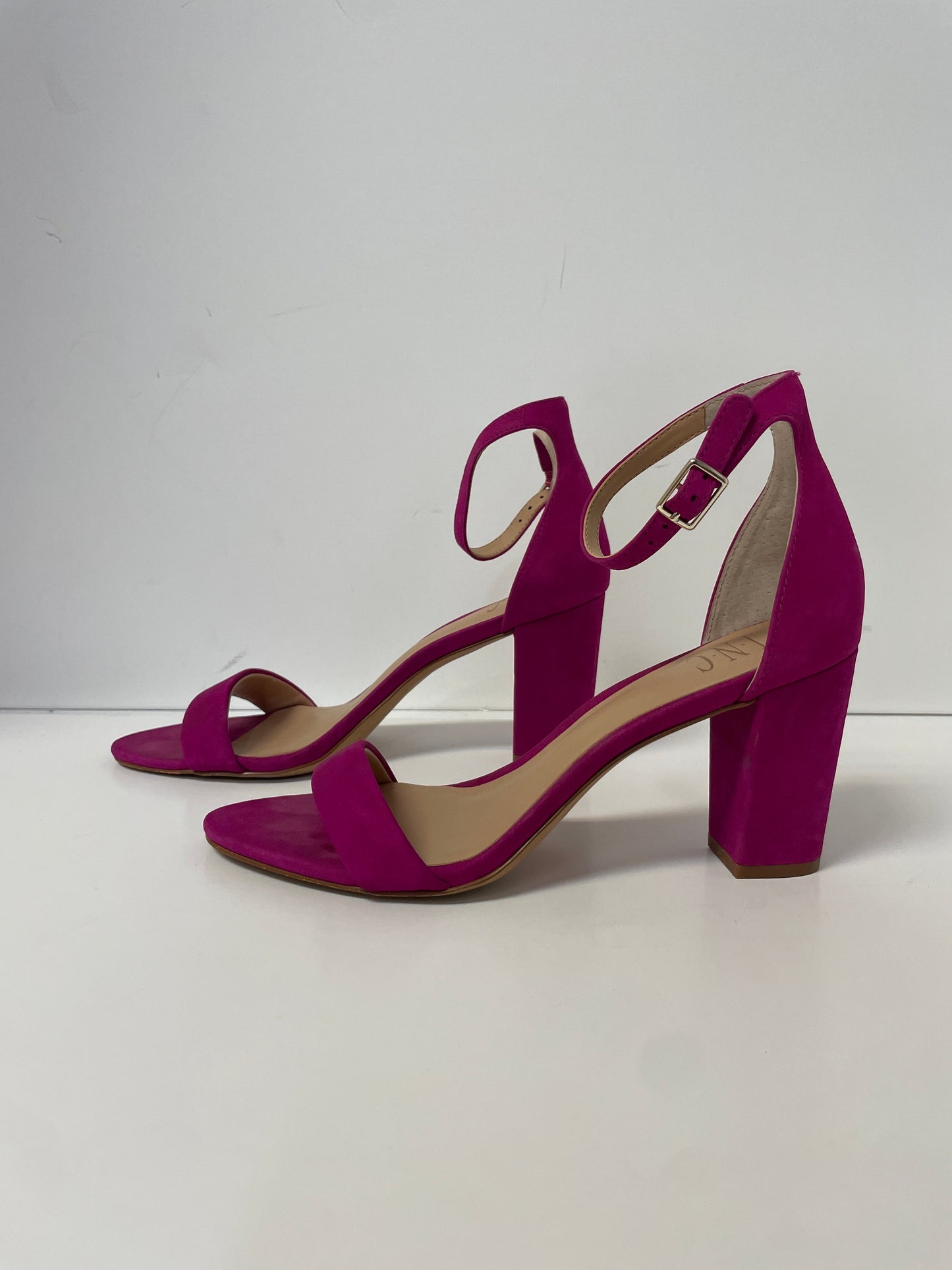 Pink Sandals Heels Block Inc, Size 8