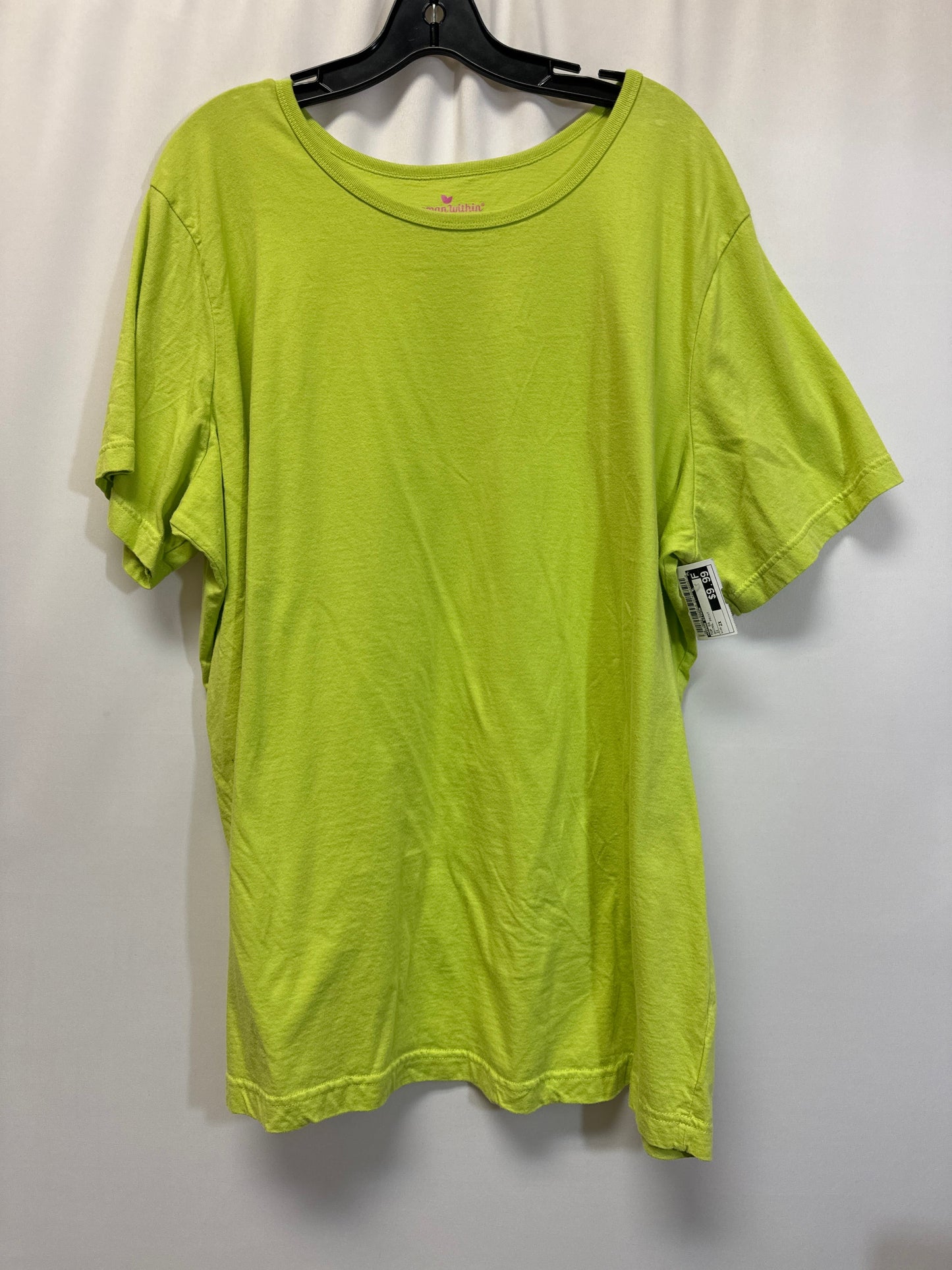 Lime Green Top Short Sleeve Woman Within, Size 2x