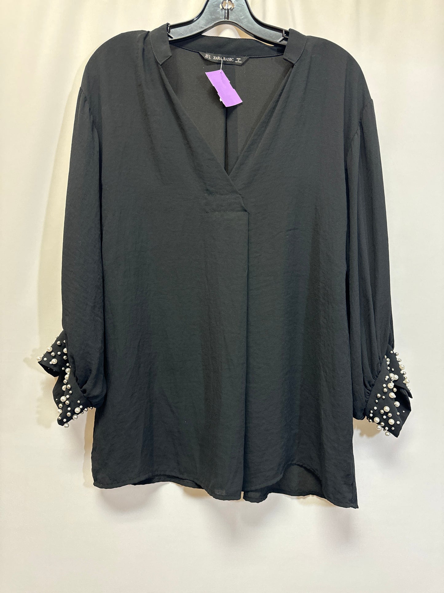Black Top Long Sleeve Zara Basic, Size S