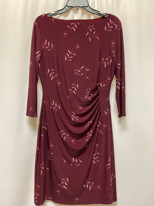 Purple Dress Casual Midi Lauren By Ralph Lauren, Size L