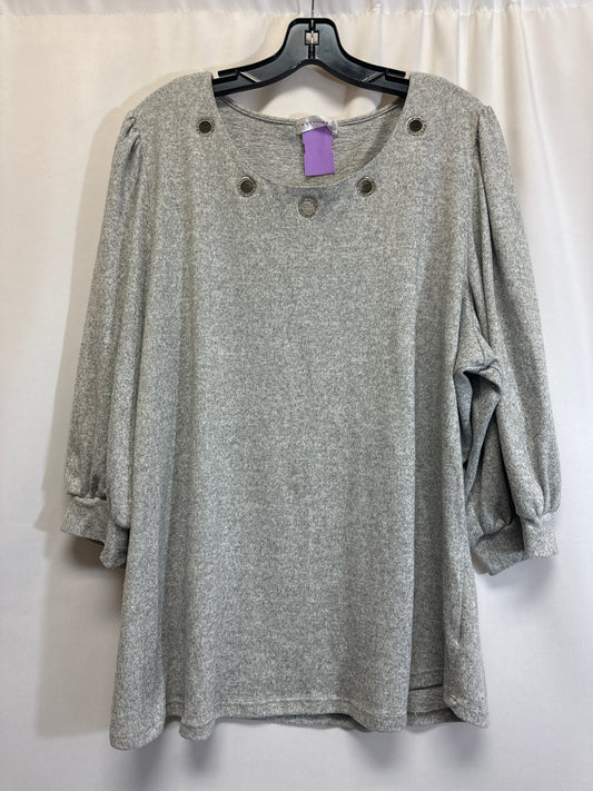 Grey Top 3/4 Sleeve Retrology, Size 3x