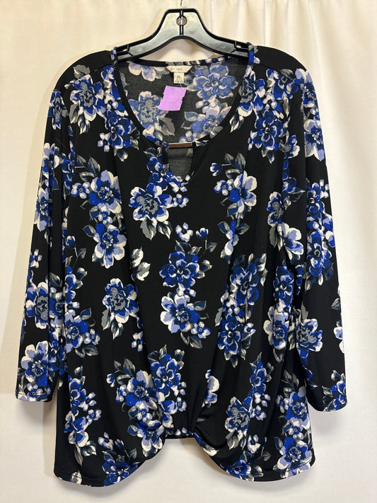 Black & Blue Top 3/4 Sleeve Cato, Size Xl