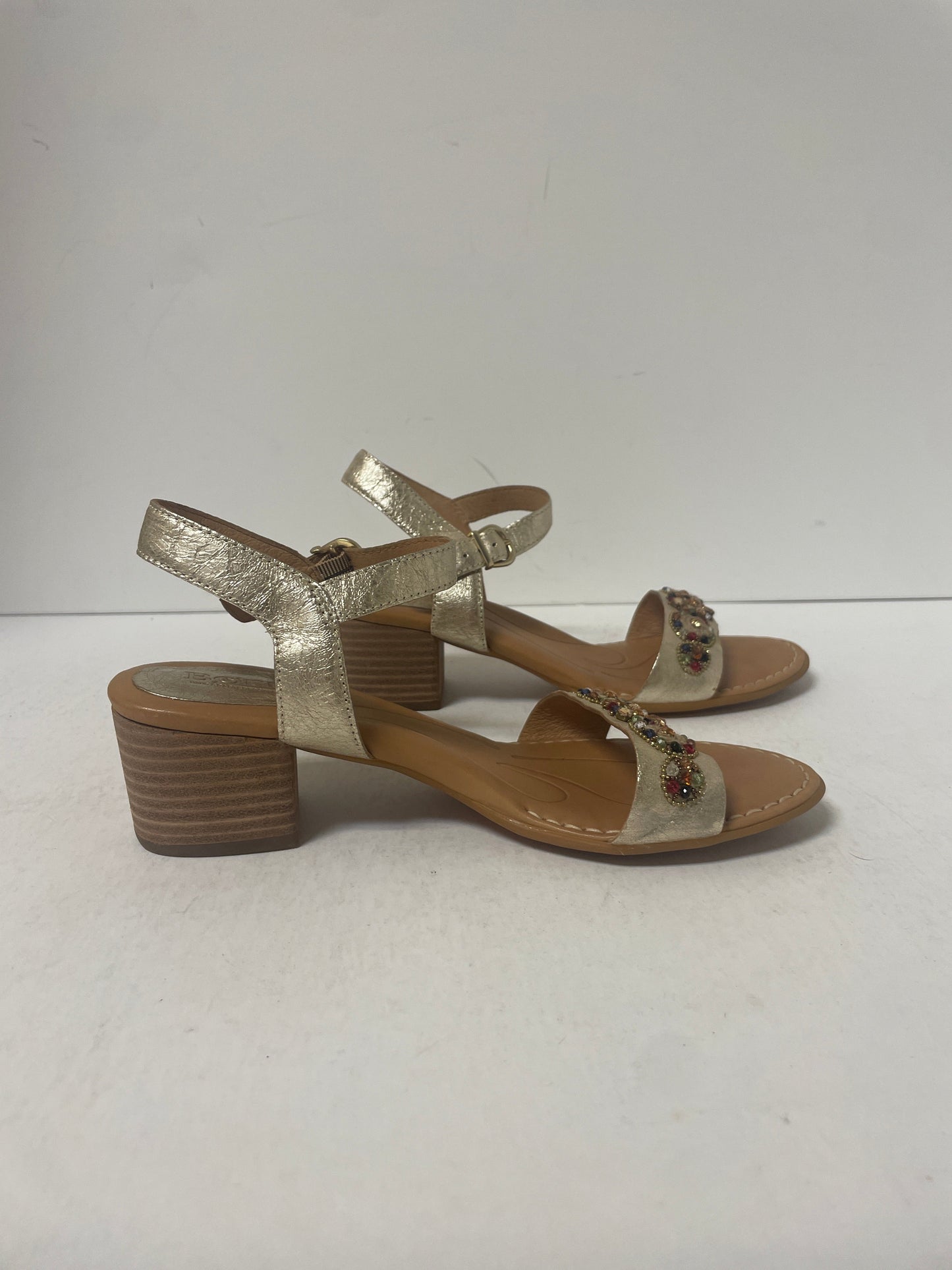 Gold Sandals Heels Block Born, Size 8