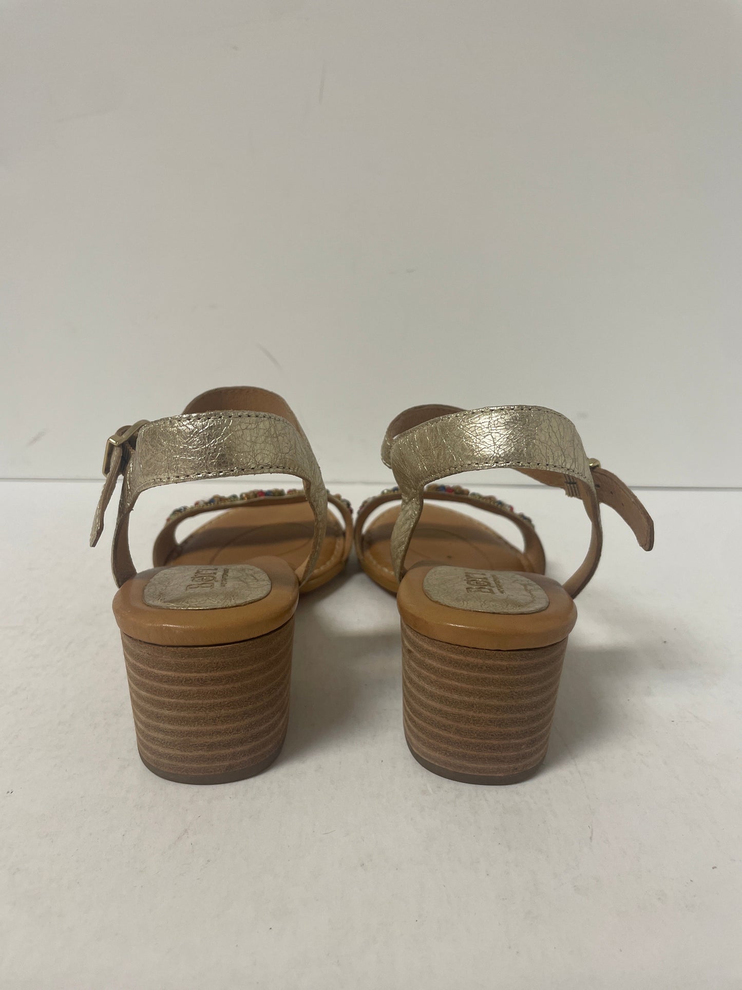 Gold Sandals Heels Block Born, Size 8