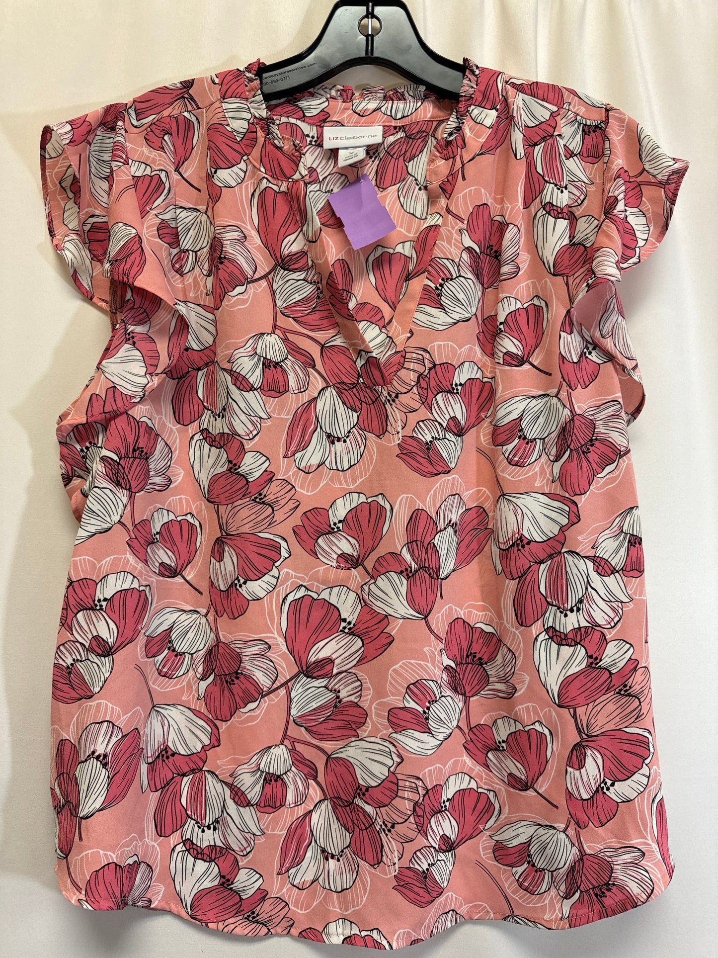 Pink Top Short Sleeve Liz Claiborne, Size M