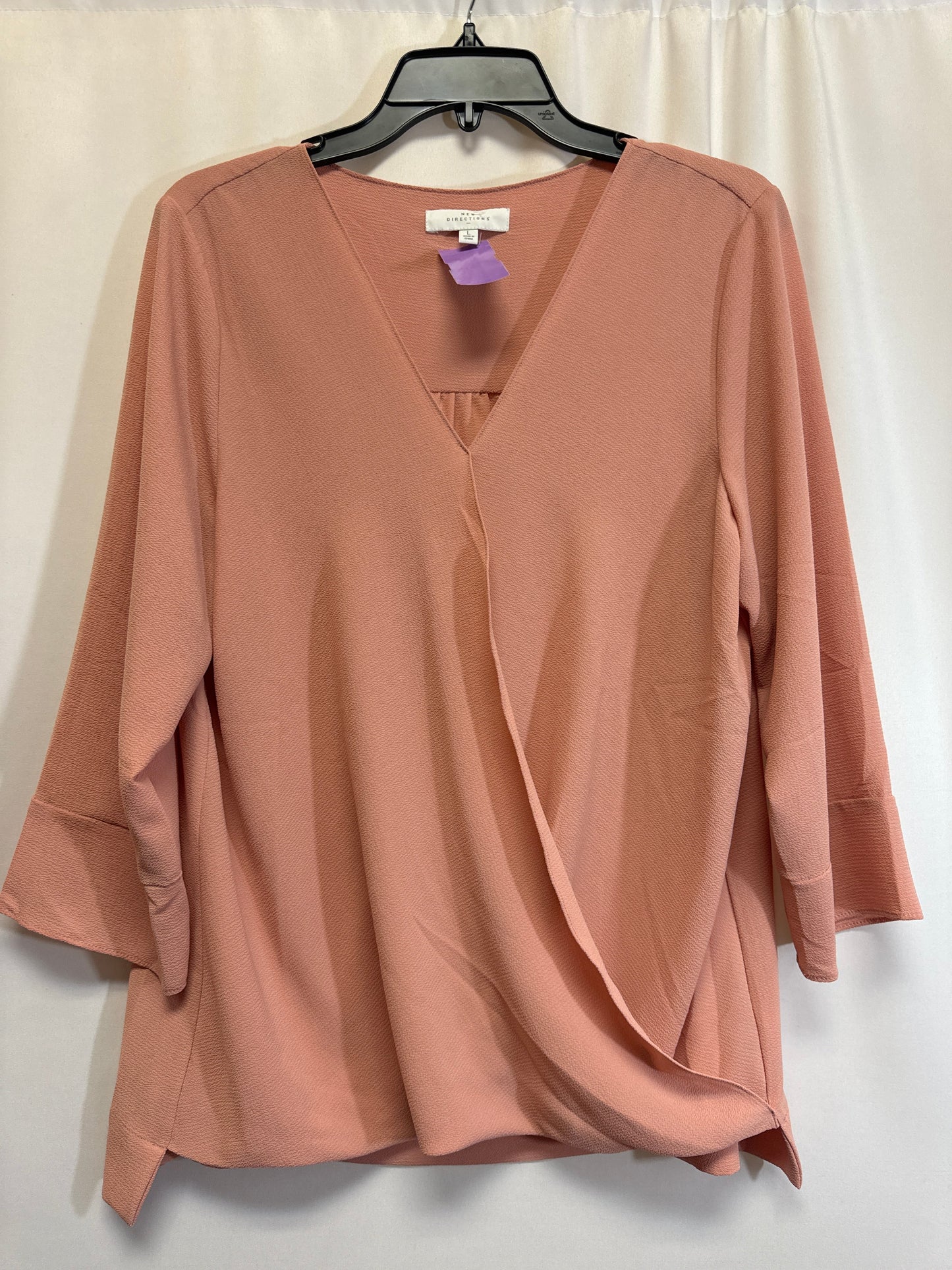 Peach Top 3/4 Sleeve New Directions, Size L