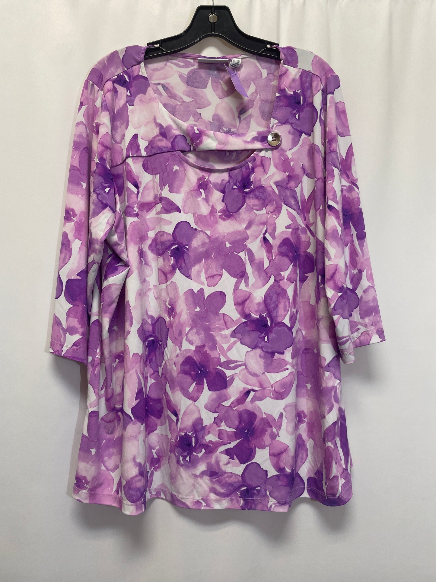Purple Top 3/4 Sleeve Susan Graver, Size 3x