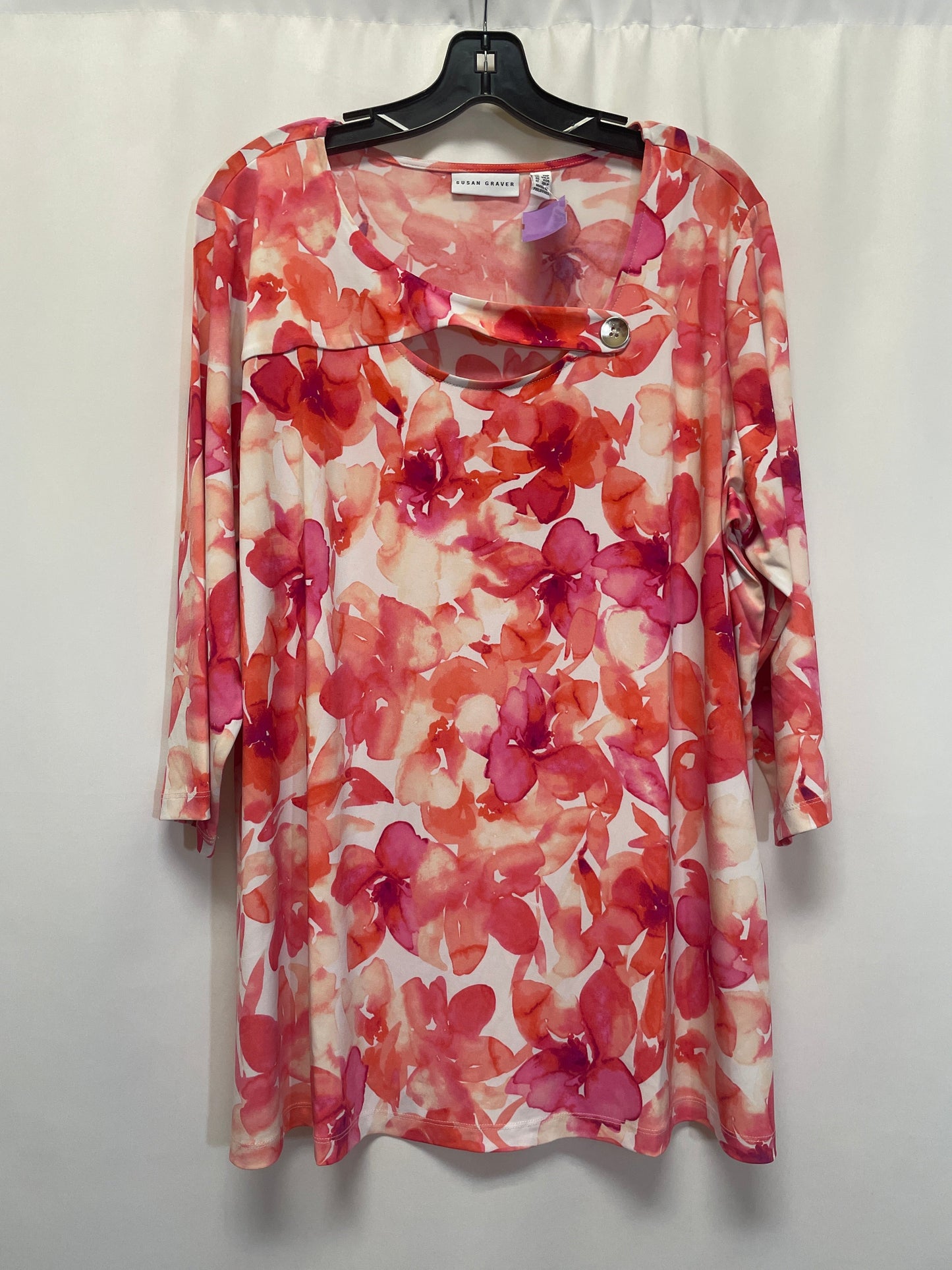 Peach Top 3/4 Sleeve Susan Graver, Size 3x