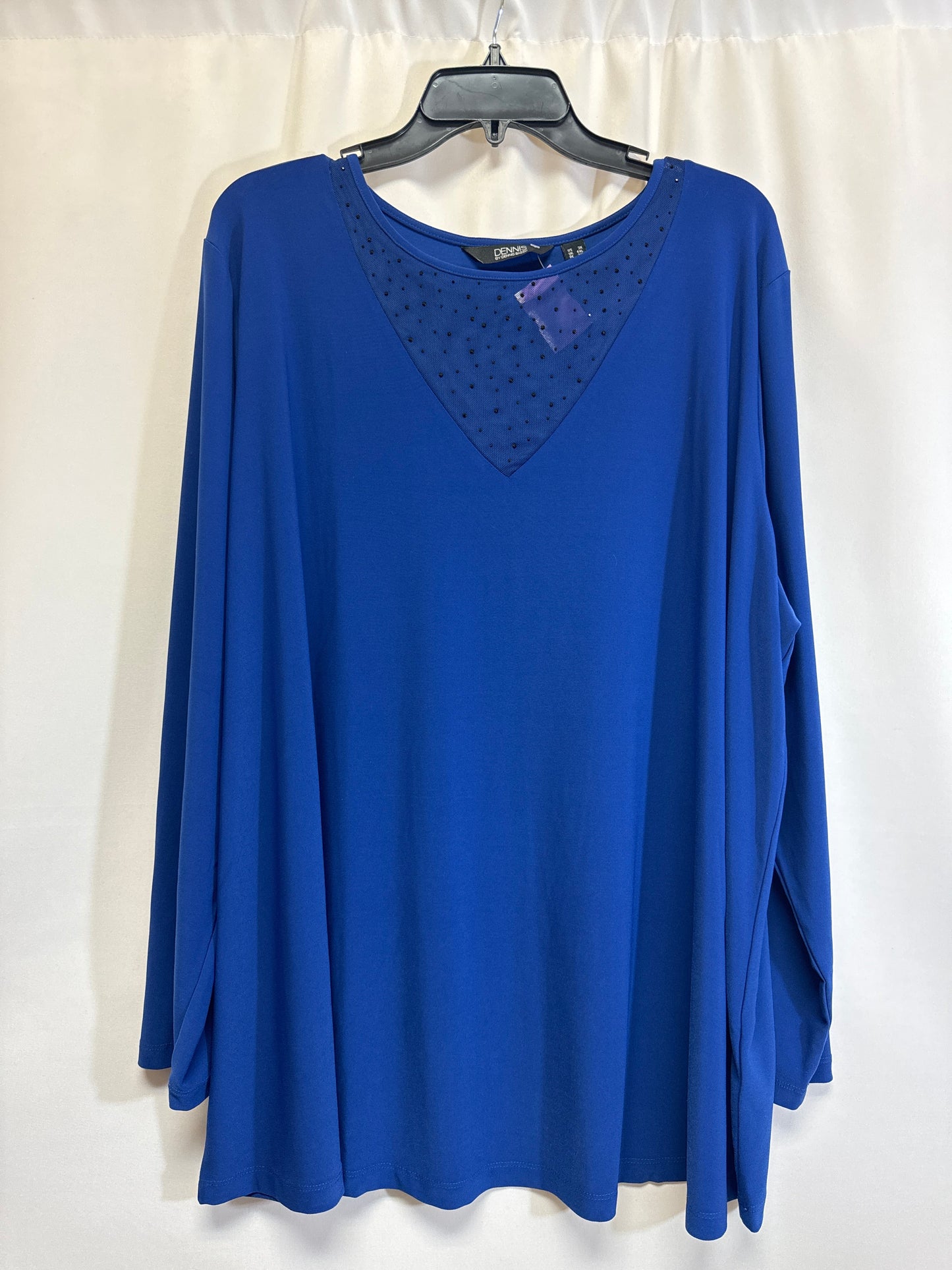 Blue Top Long Sleeve Dennis Basso Qvc, Size 3x