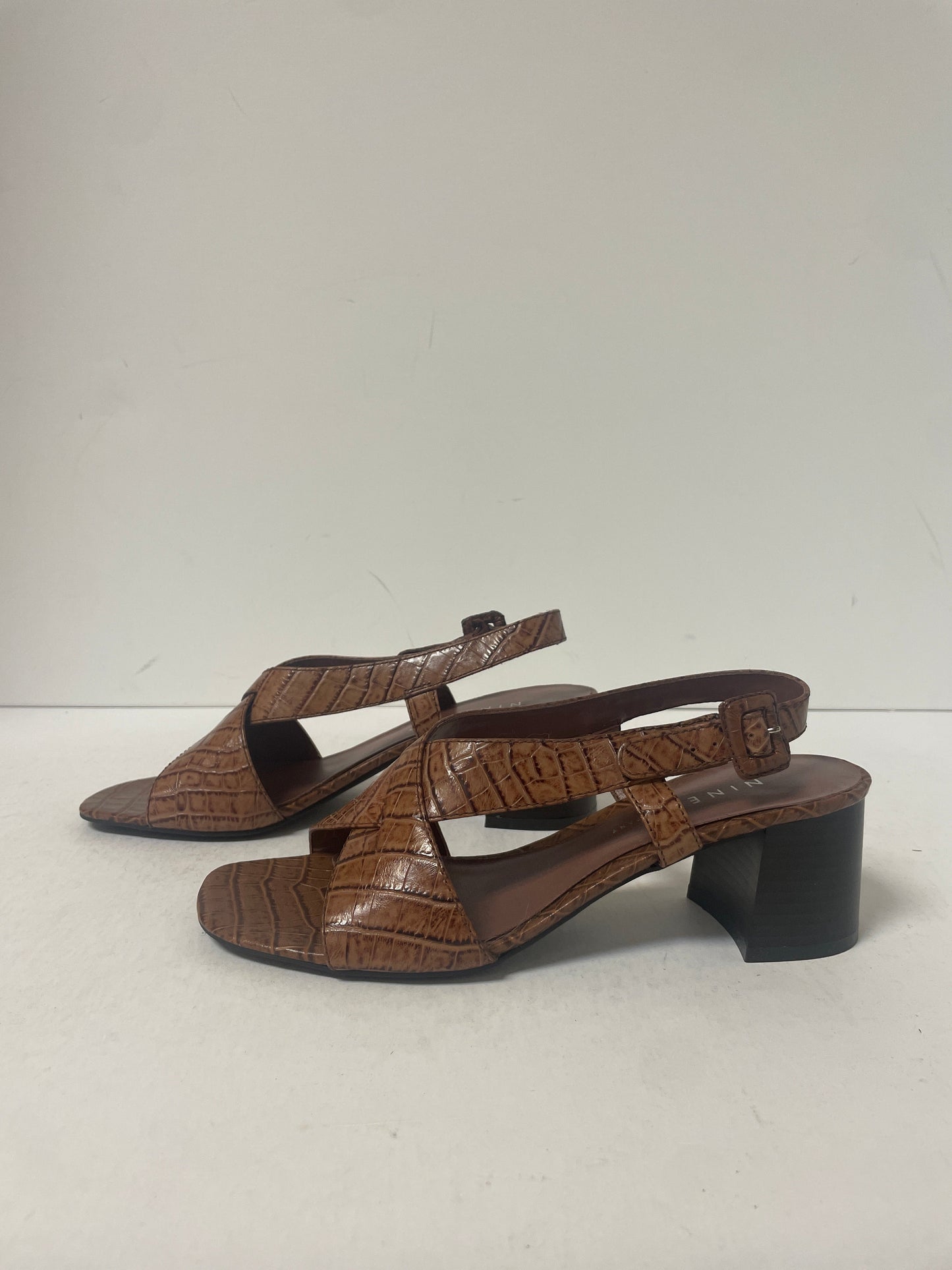 Brown Sandals Heels Block Cmf, Size 8.5