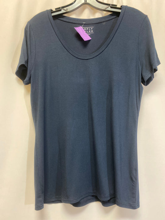 Navy Top Short Sleeve Simply Styled, Size L