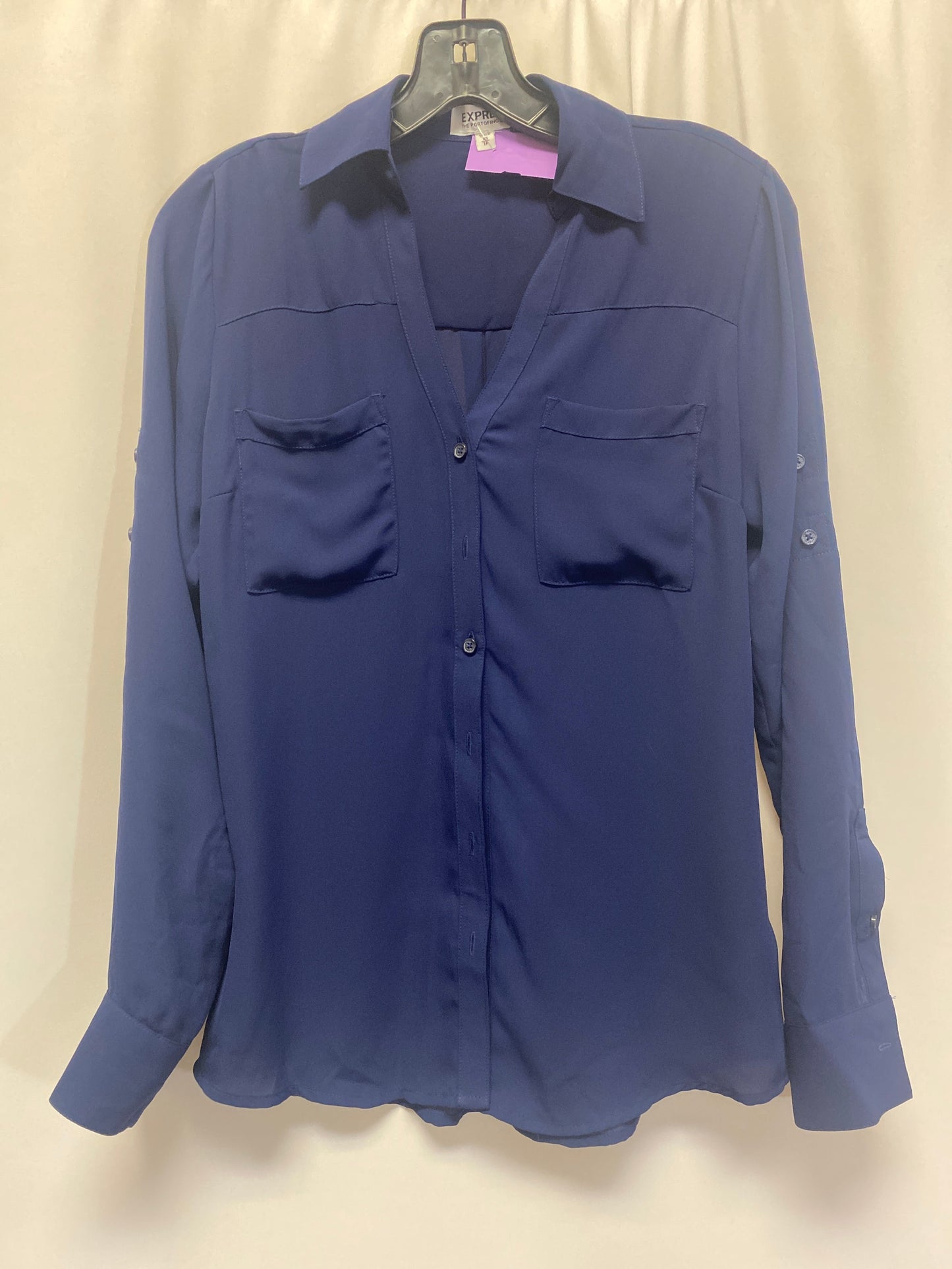 Blue Top Long Sleeve Express, Size Xs