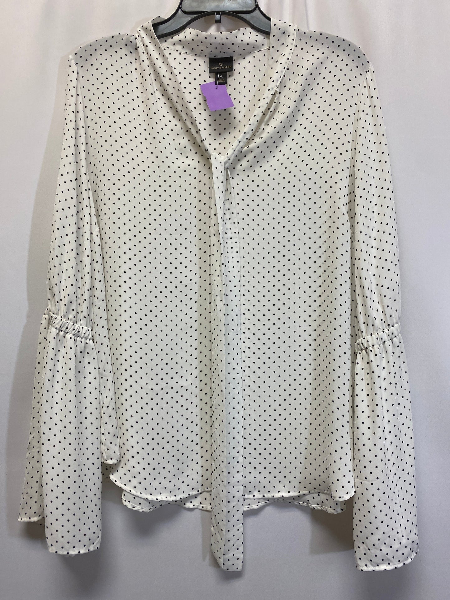 Polkadot Pattern Top Long Sleeve Worthington, Size Xl