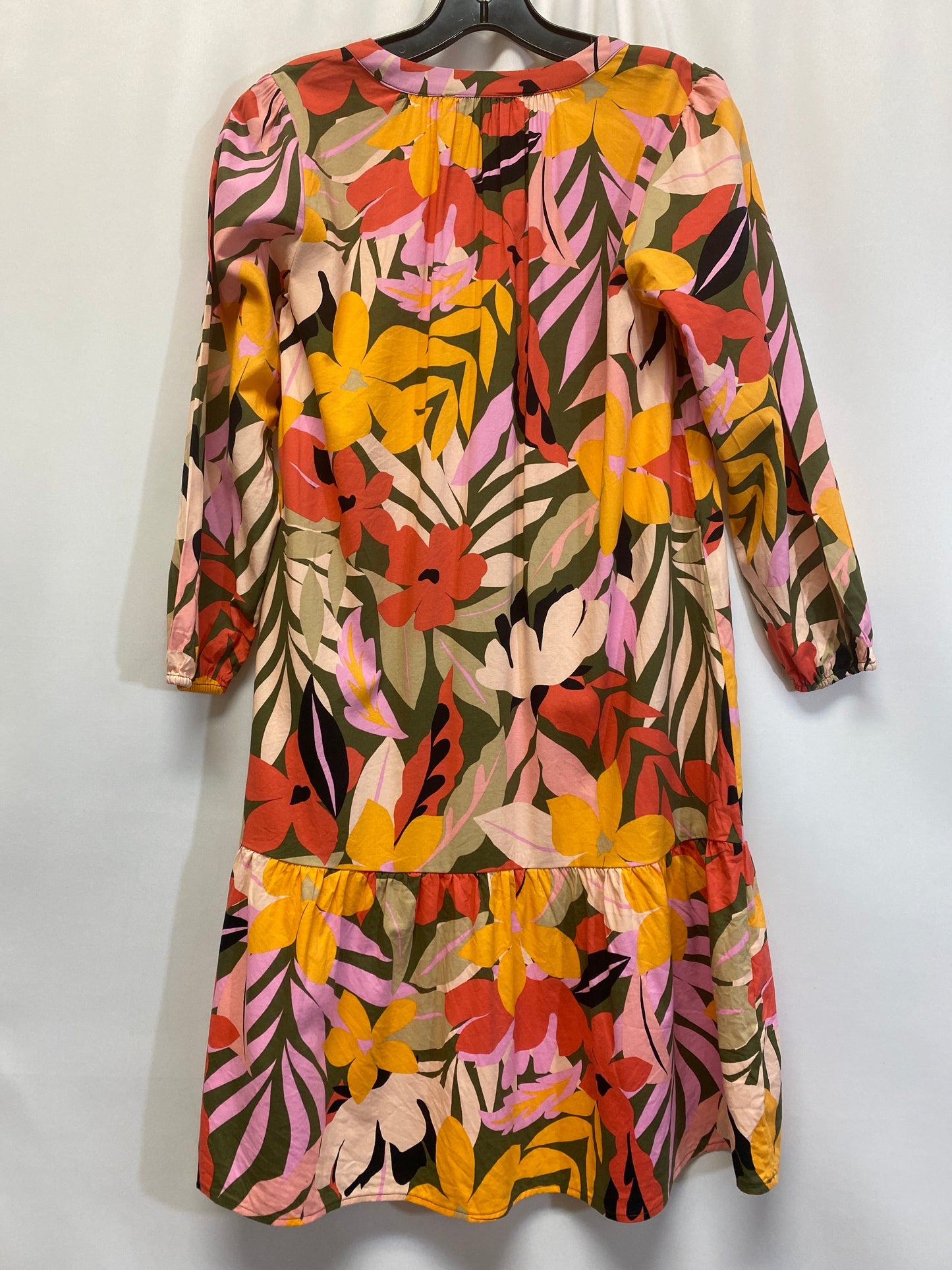 Tropical Print Dress Casual Midi Loft, Size Xs