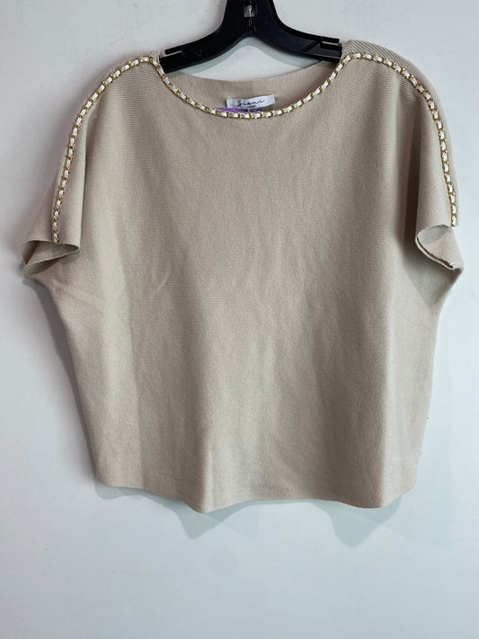 Beige Top Short Sleeve Clothes Mentor, Size M