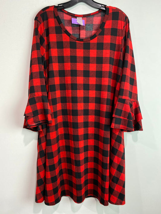 Black & Red Tunic 3/4 Sleeve Clothes Mentor, Size 3x