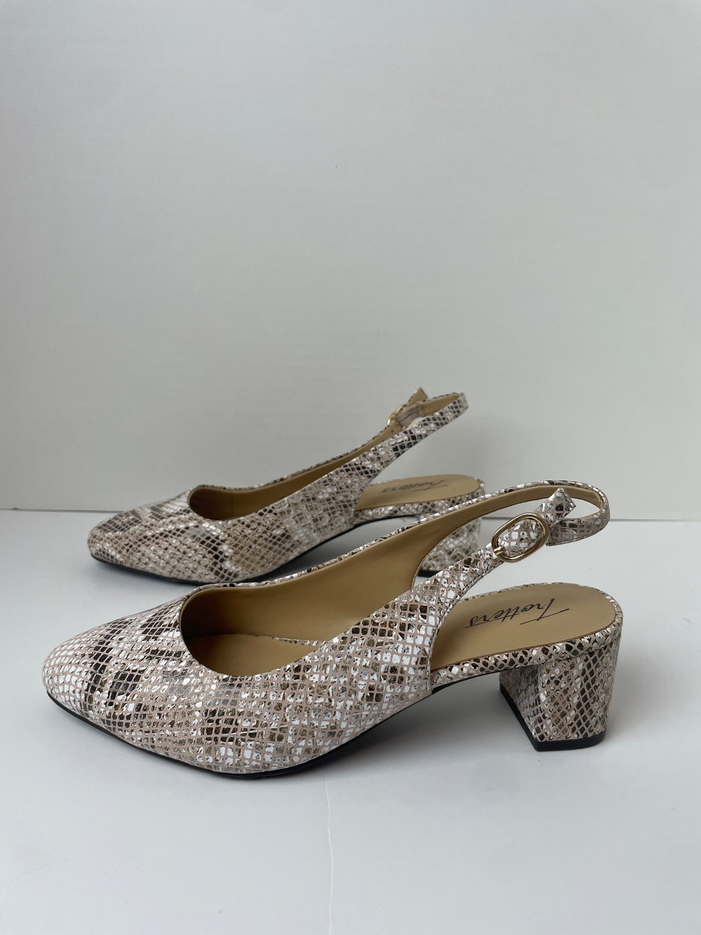 Snakeskin Print Shoes Heels Block Cmf, Size 7