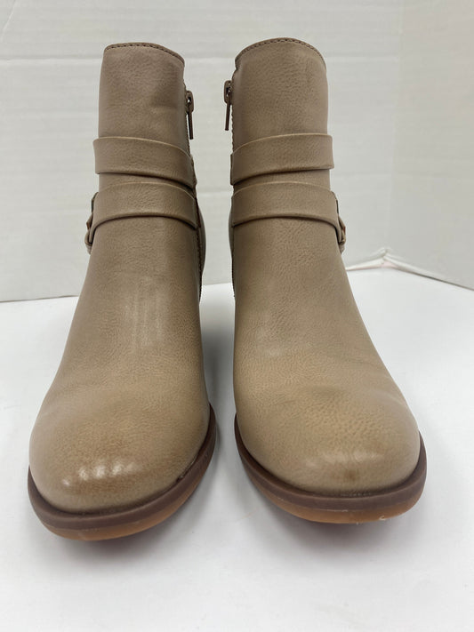 Beige Boots Ankle Heels Korks, Size 8.5