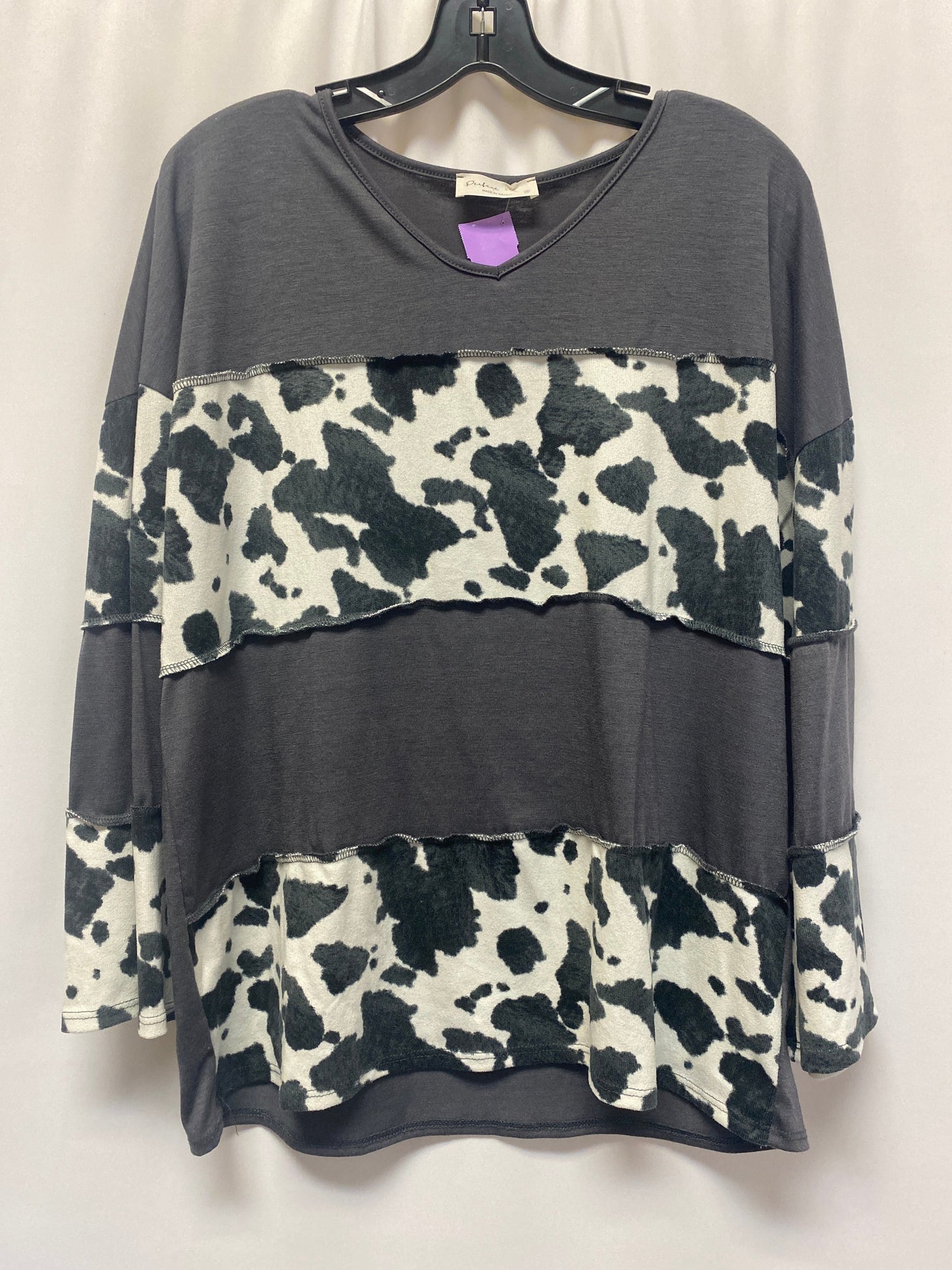 Grey Top Long Sleeve Clothes Mentor, Size M
